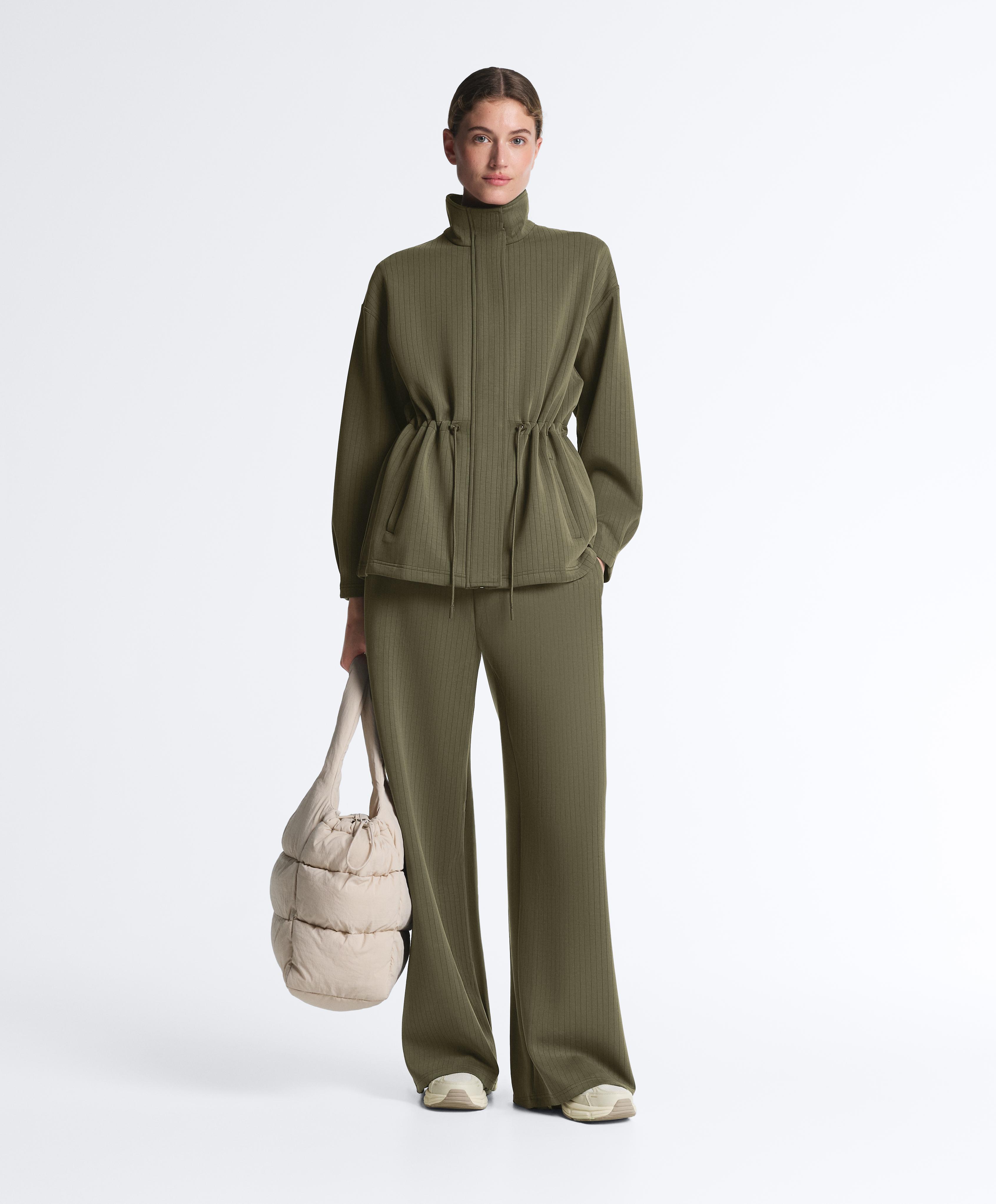 Long Utility jacket with soft-touch modal — KHAKI