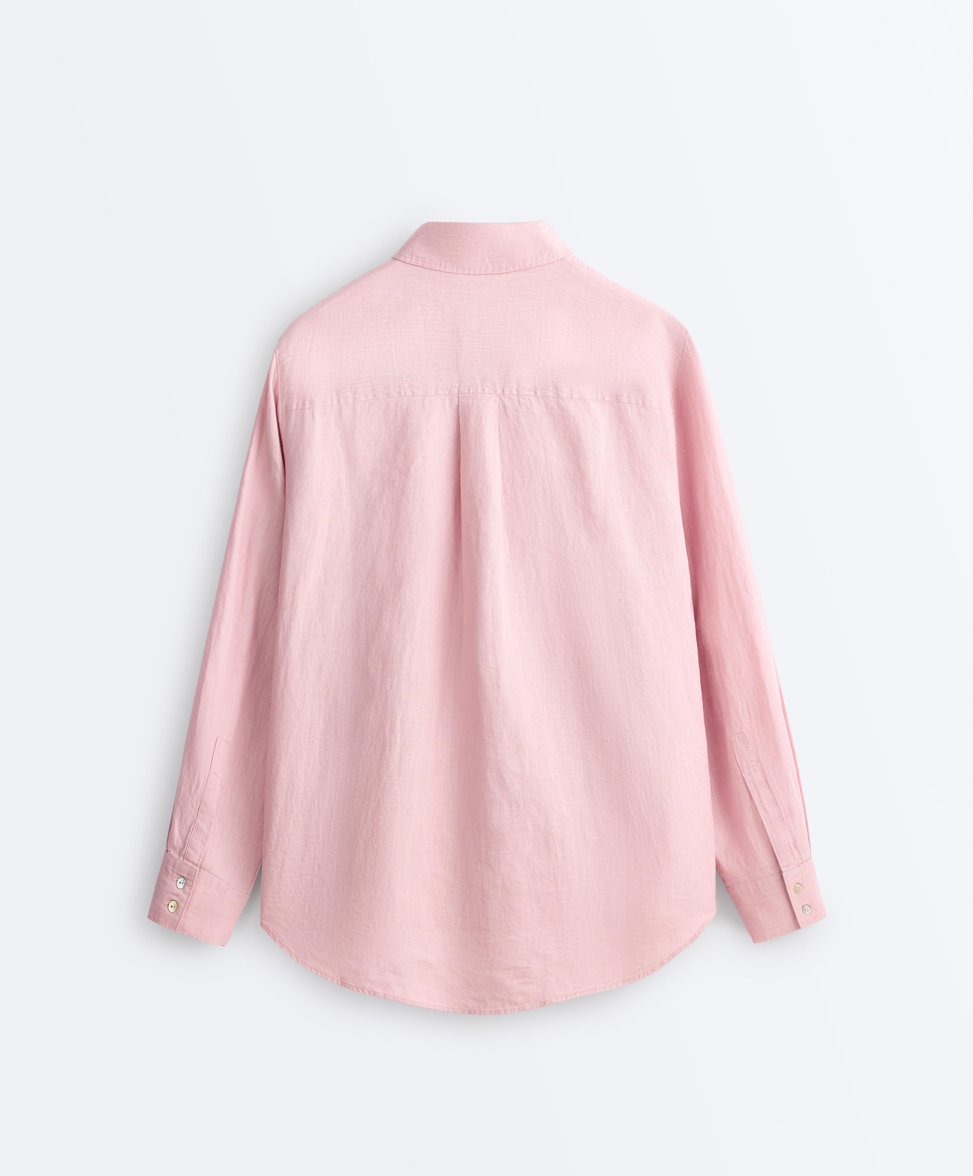 100% linen relaxed shirt — DUSTY PINK