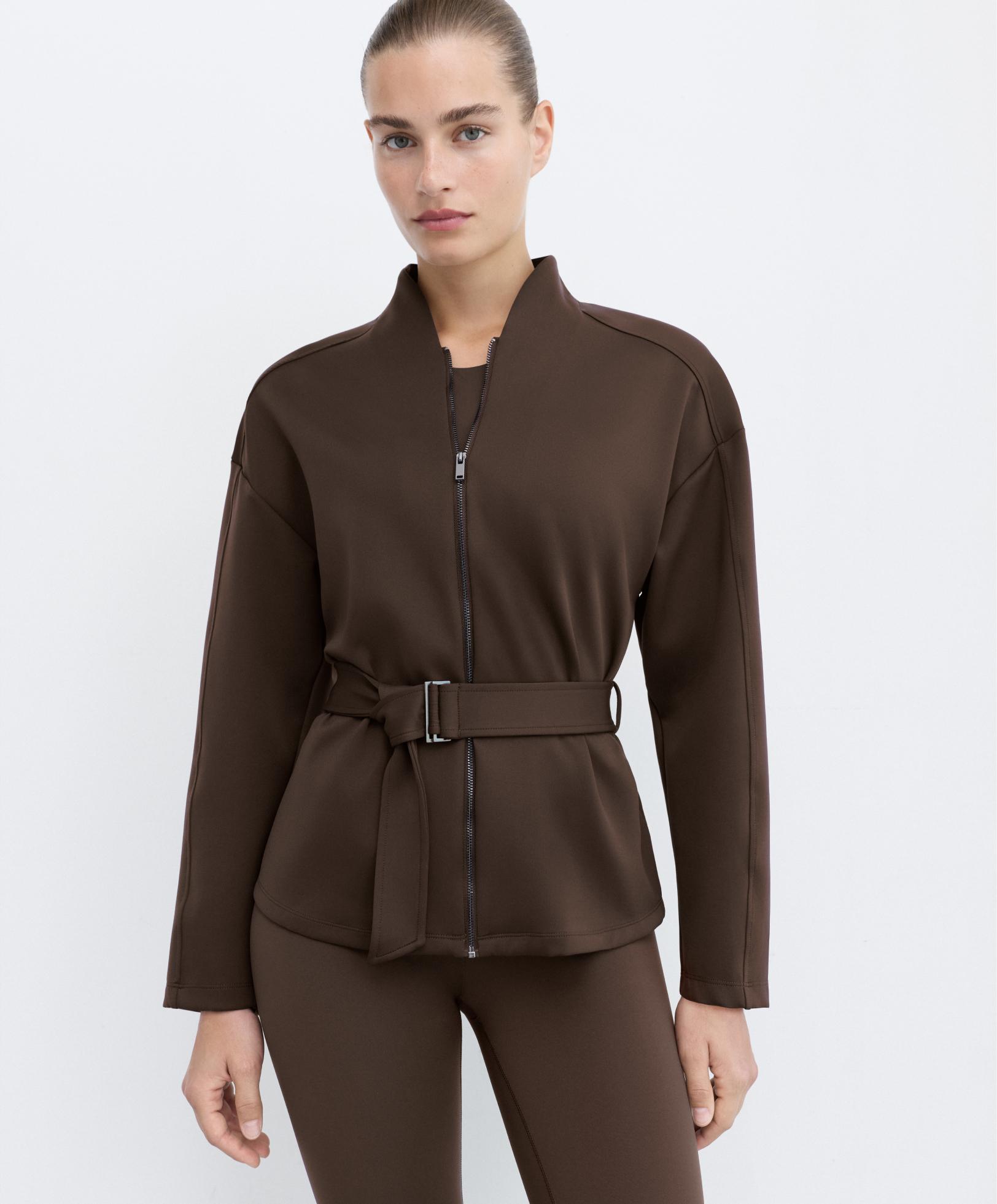 Neoprene-effect jacket with belt