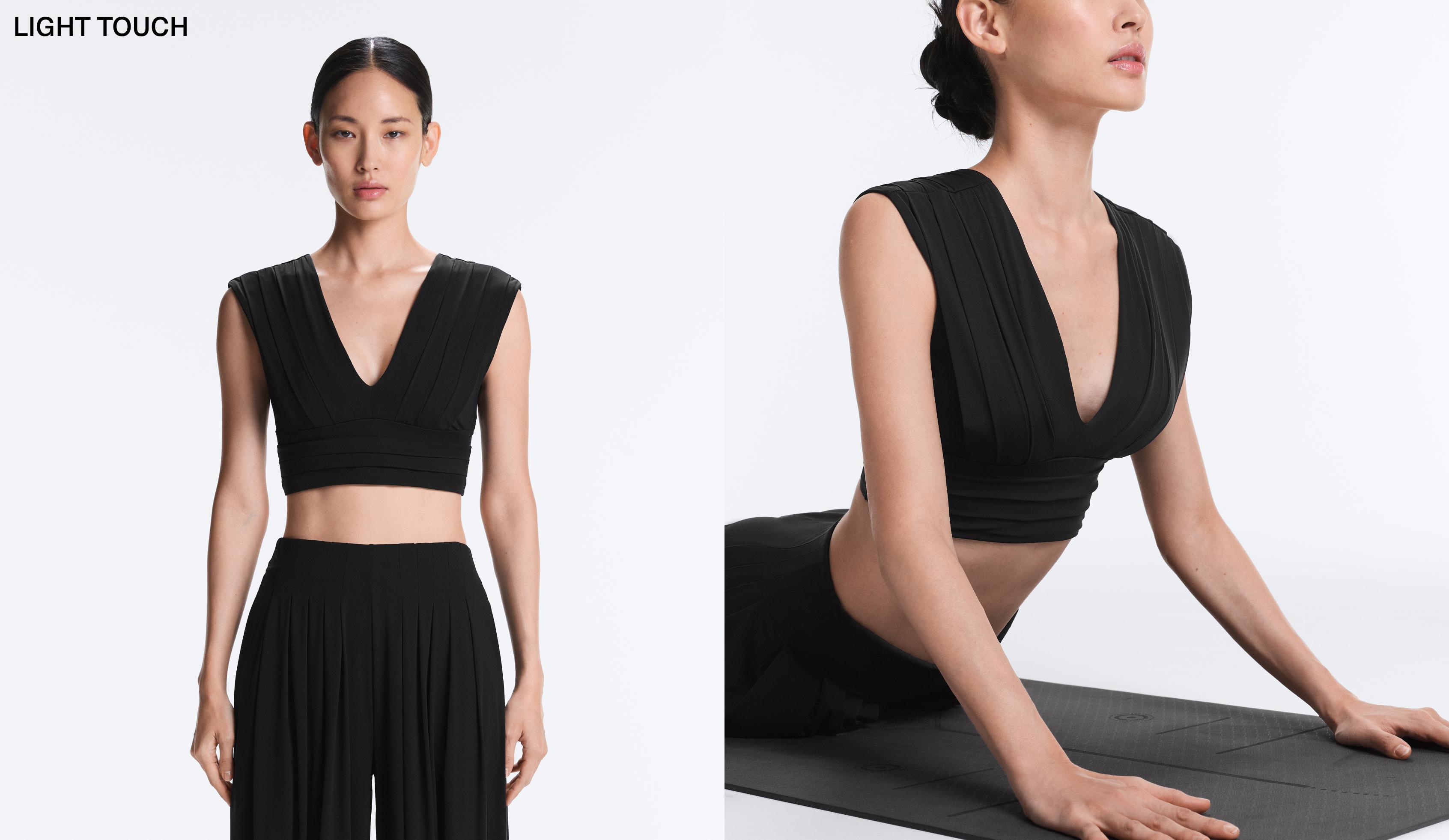 Light Touch pleated tank top — BLACK