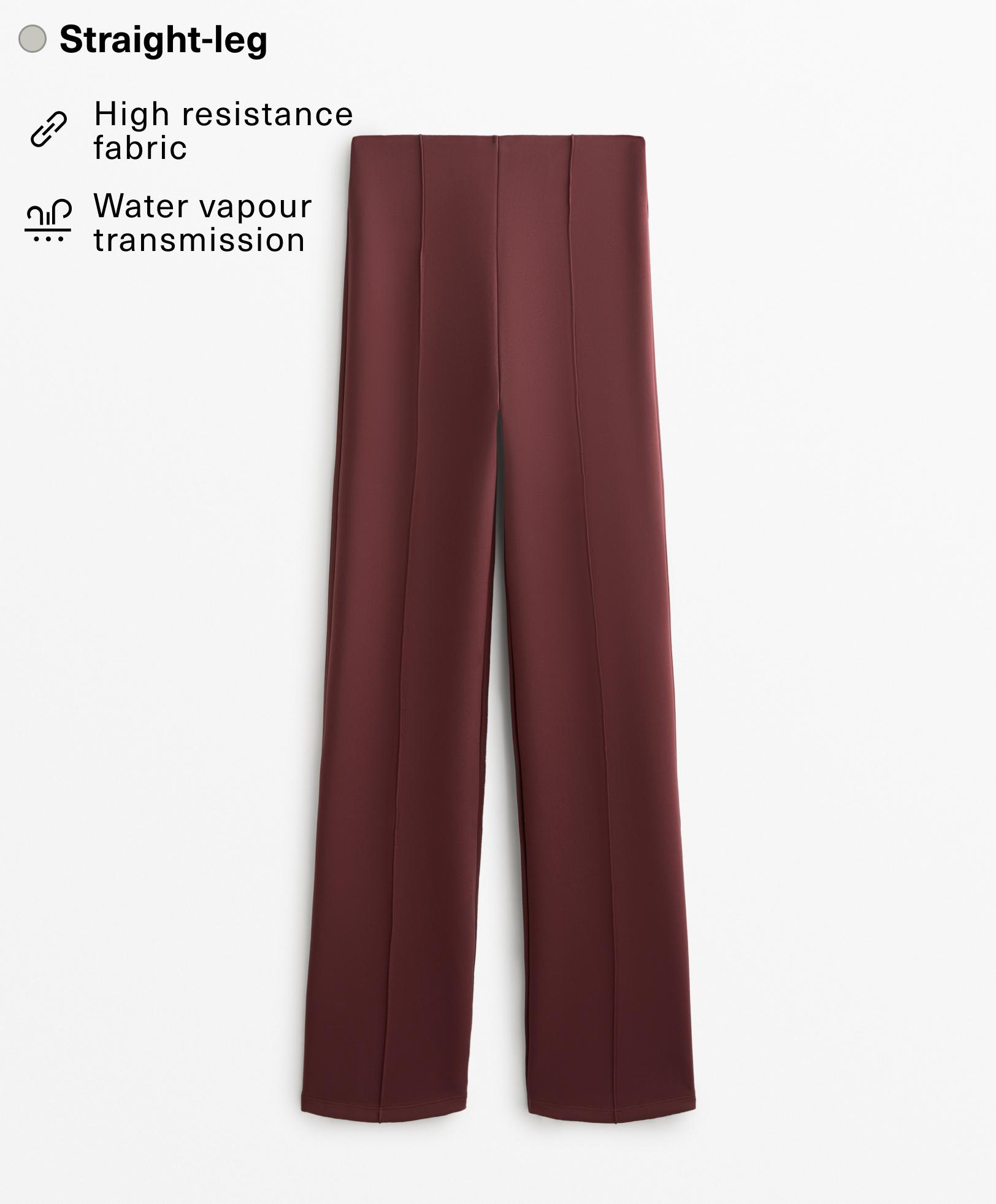 Neoprene-effect straight-leg trousers