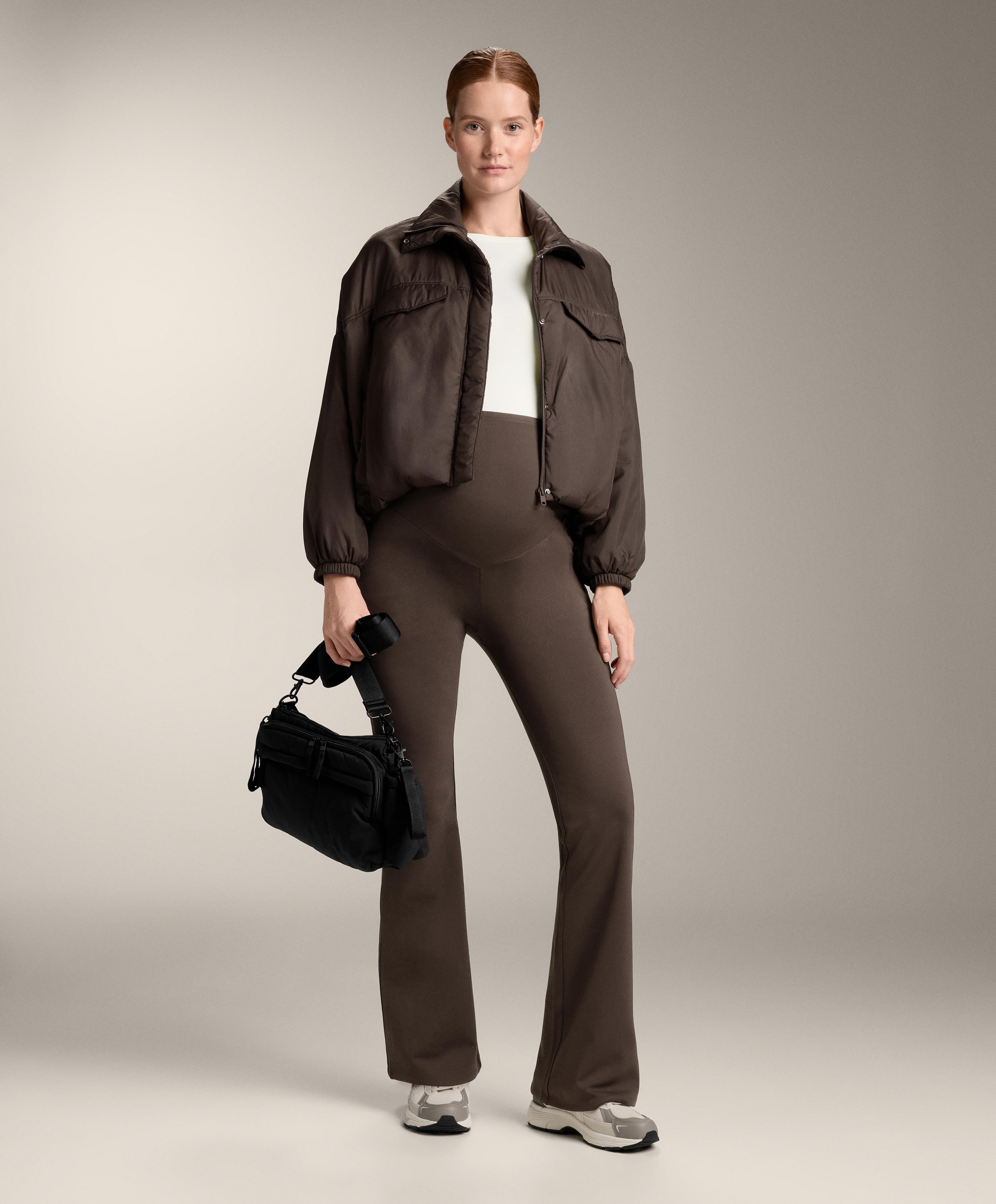 Warm flare maternity trousers — DARK REDDISH‑BROWN