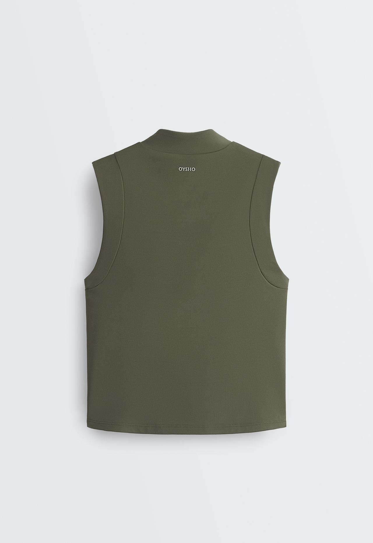 Comfortlux zip tank top — KHAKI