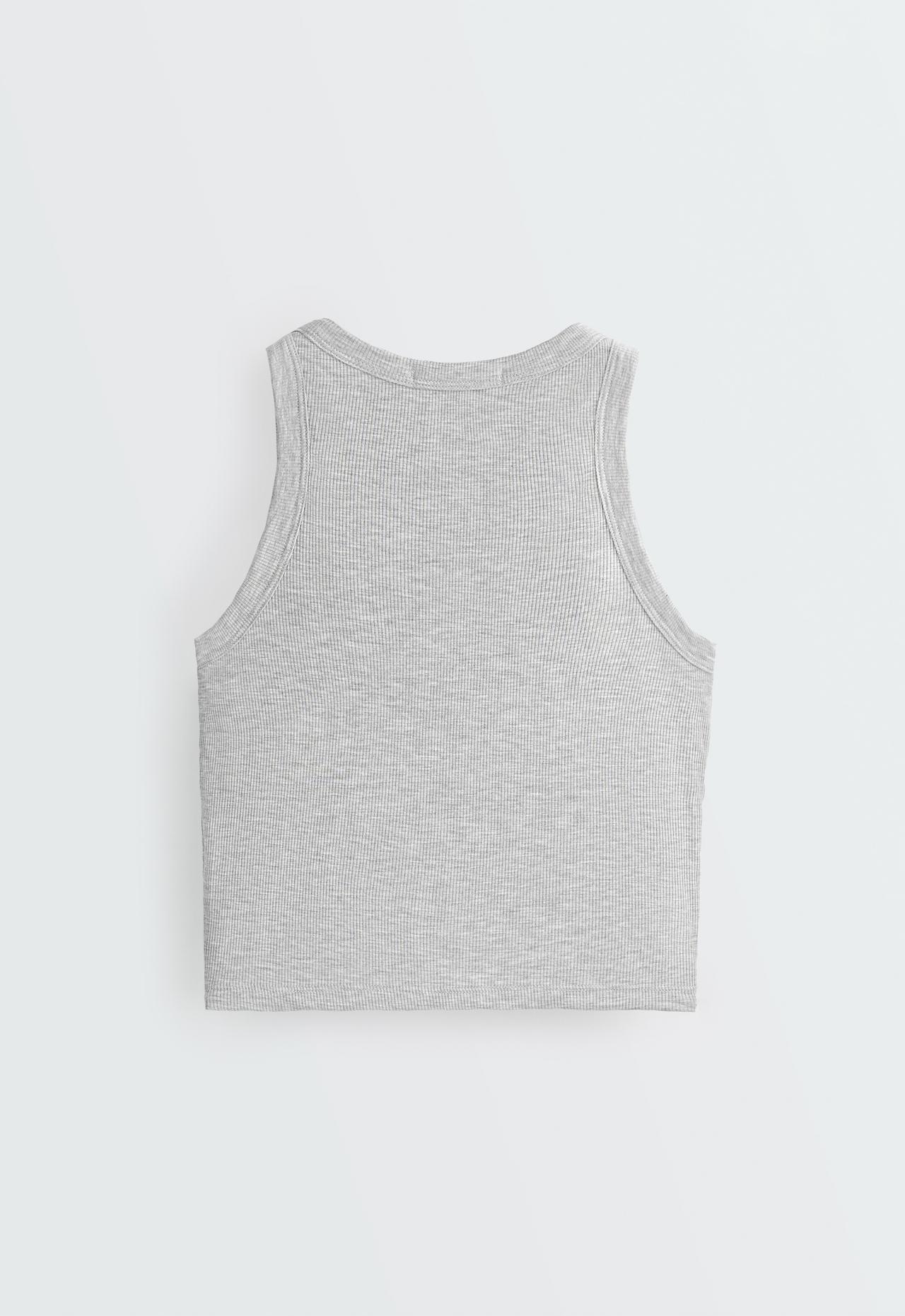 Long modal blend rib tank top — GREY MELANGE