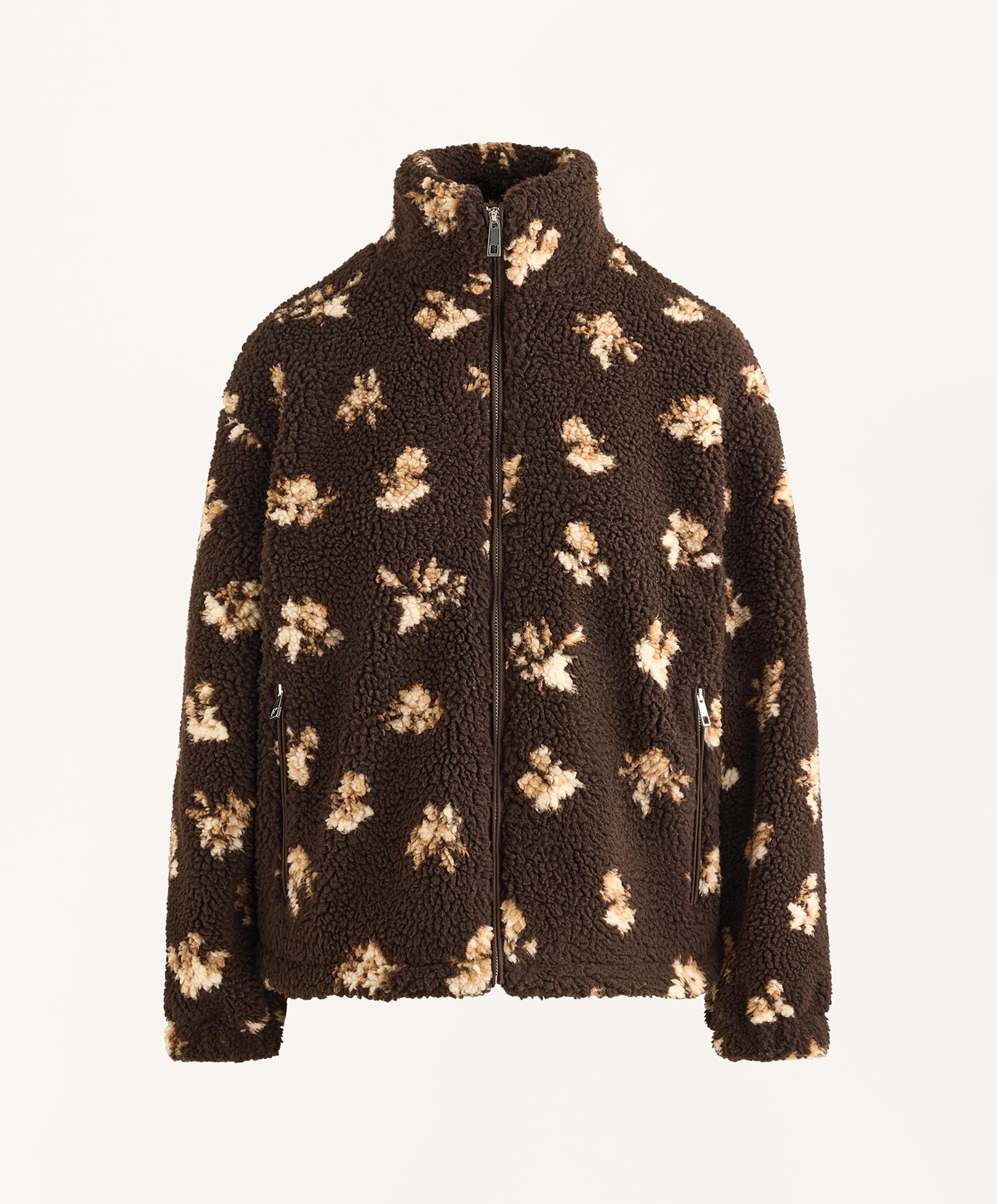 Faux-shearling floral print jacket — CLAY