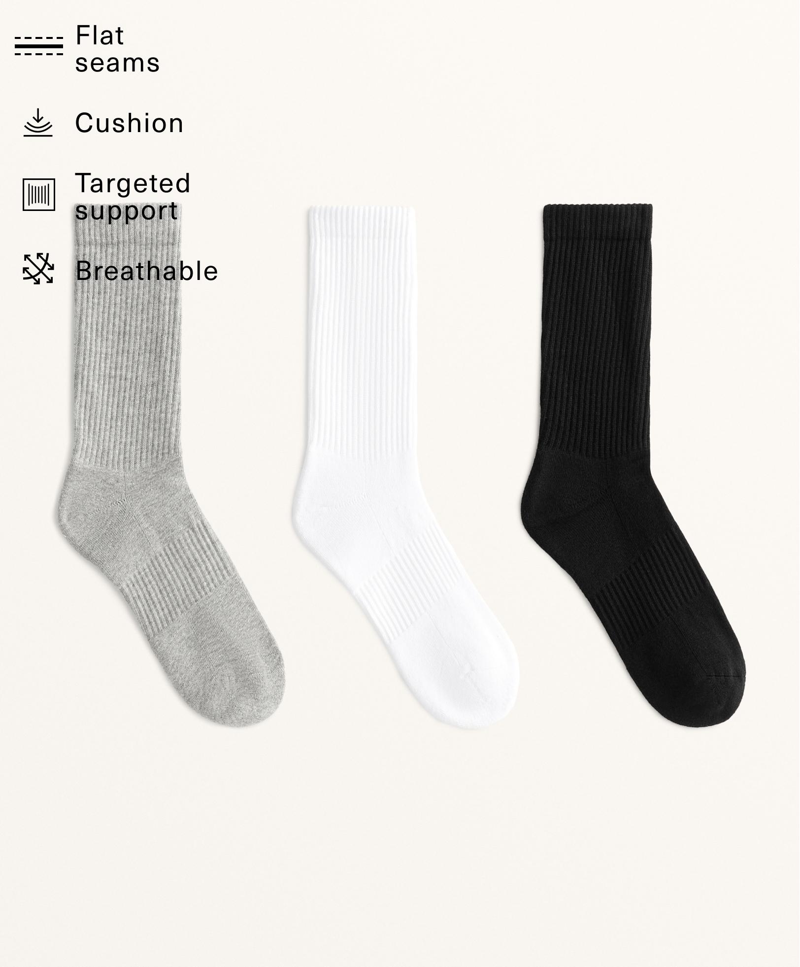3 pairs of cotton blend classic sports socks