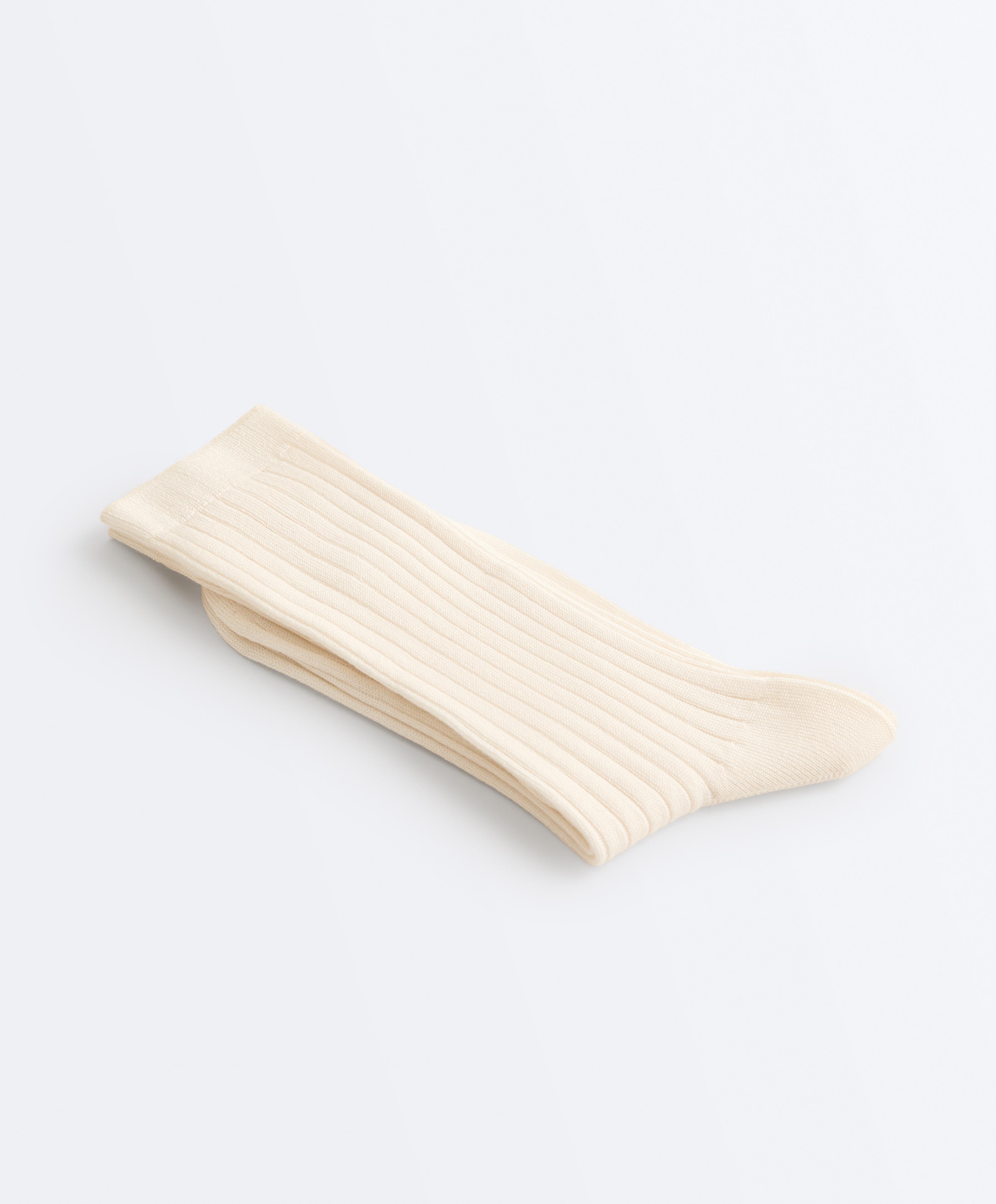 Classic Rib silk blend sock — ECRU