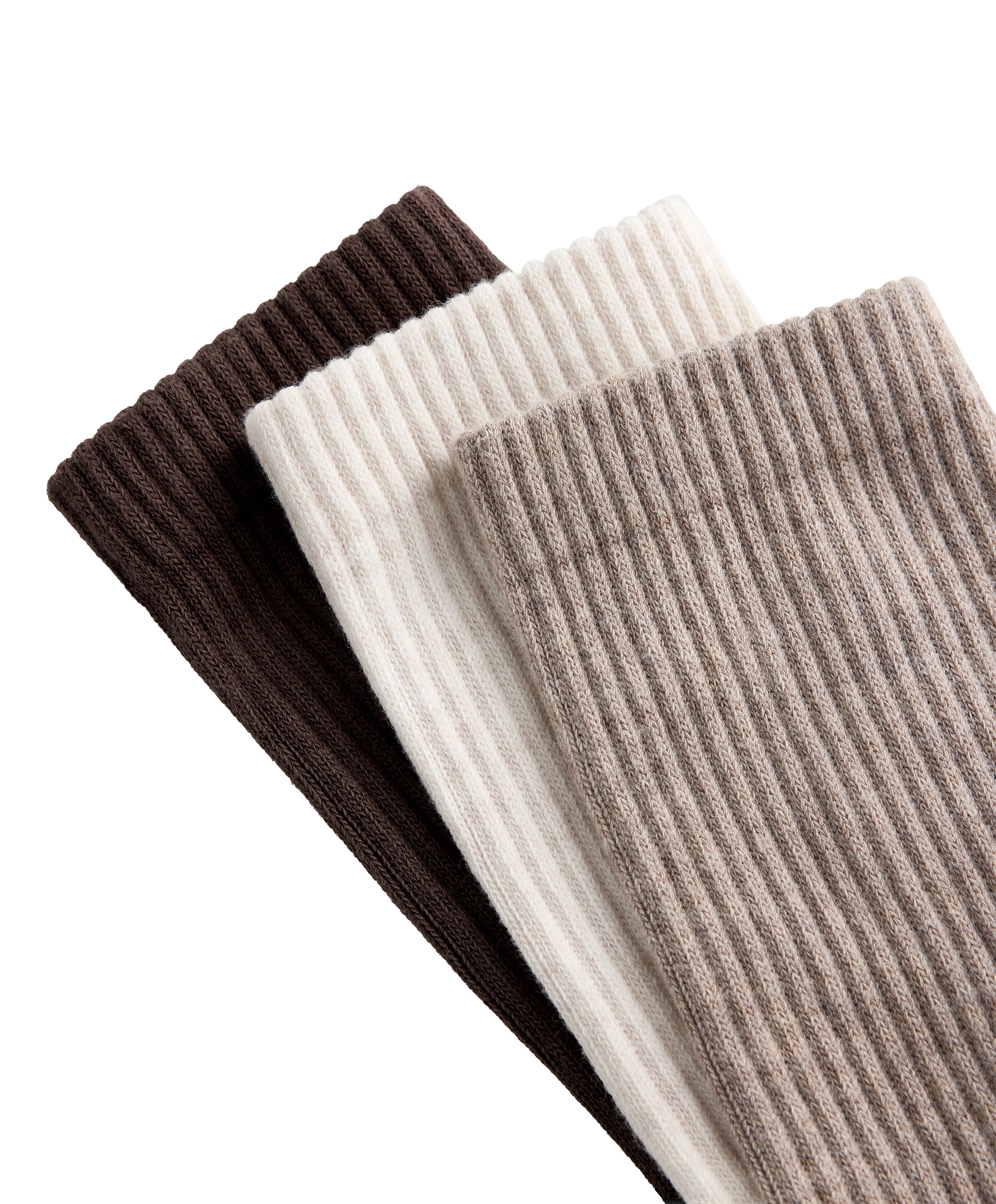 3 pairs of cotton blend classic socks — TAN MELANGE