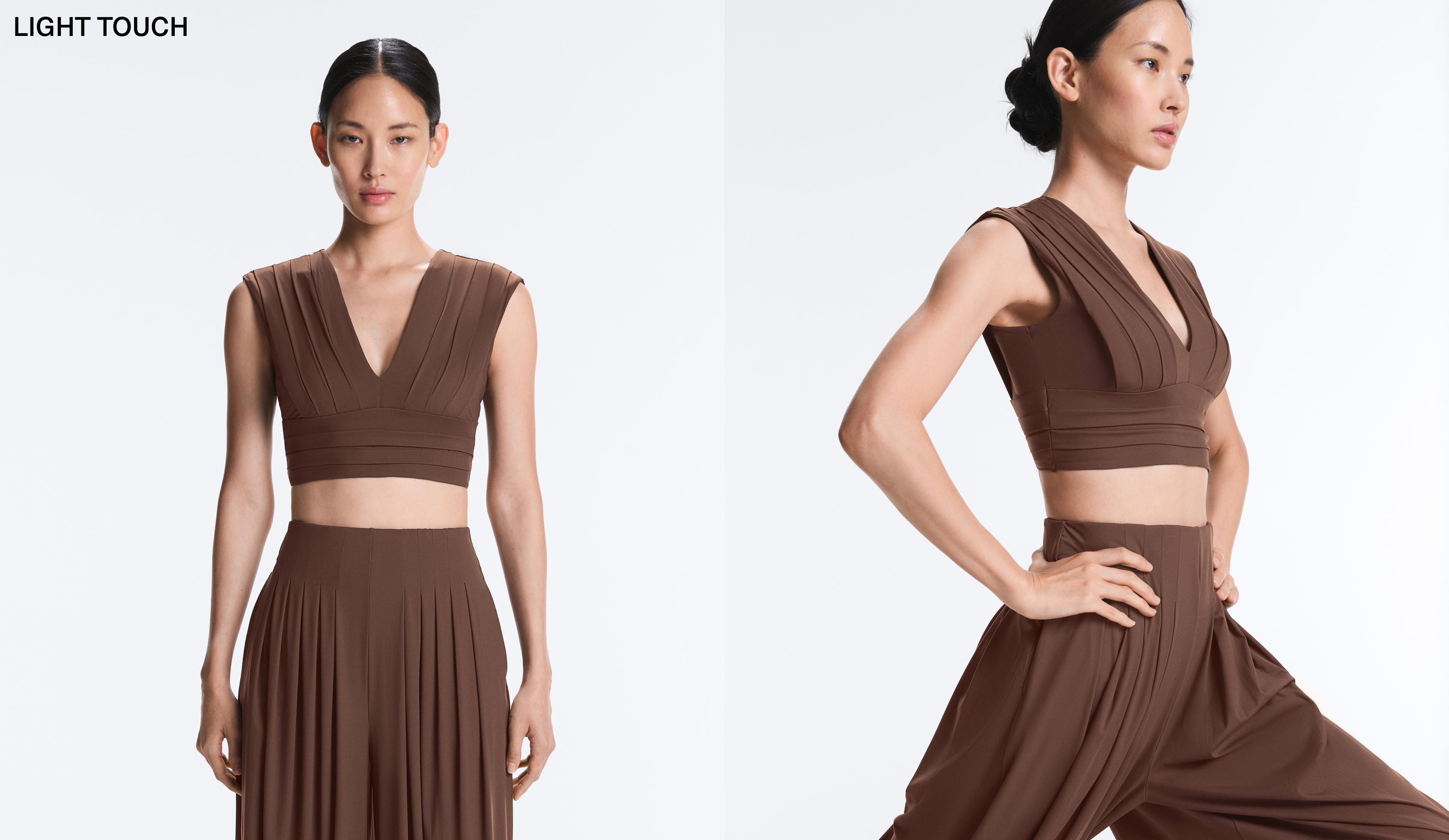 Light Touch pleated tank top — MID-BROWN