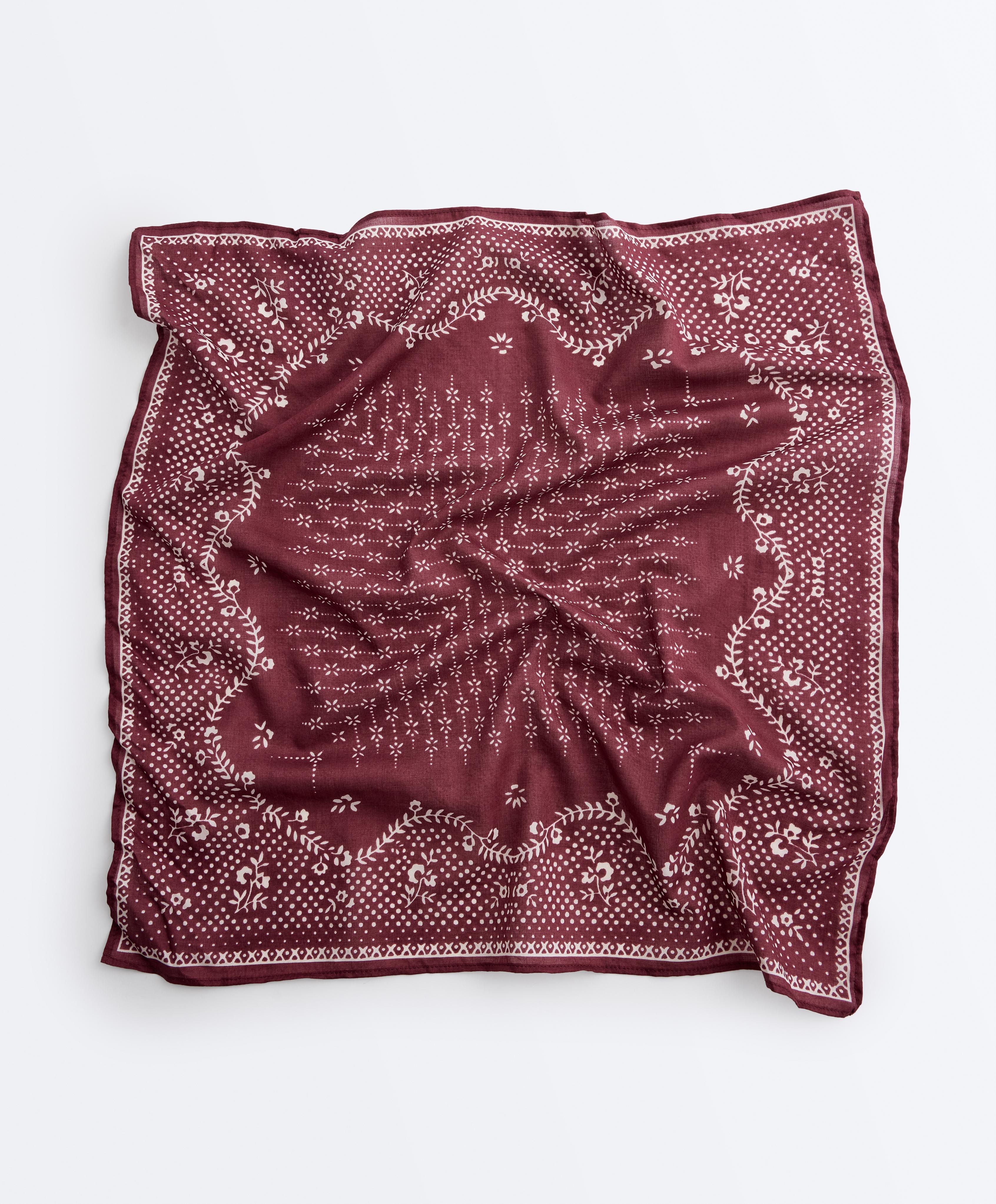 100% cotton print bandana — BURGUNDY