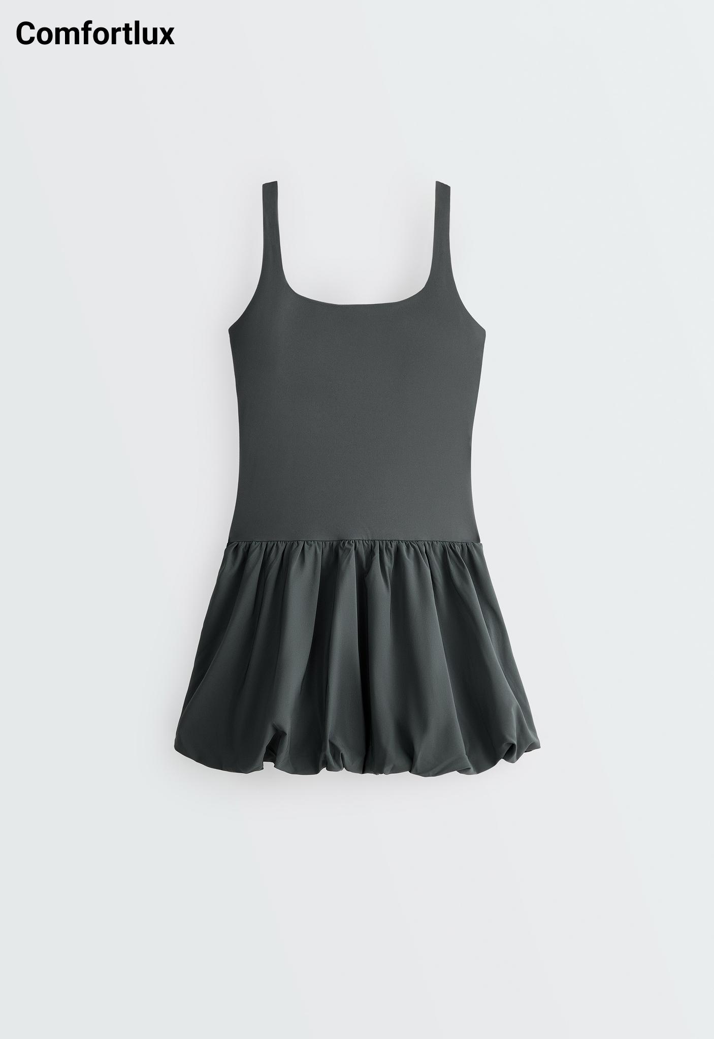 Comfortlux short balloon dress — STEEL GREY