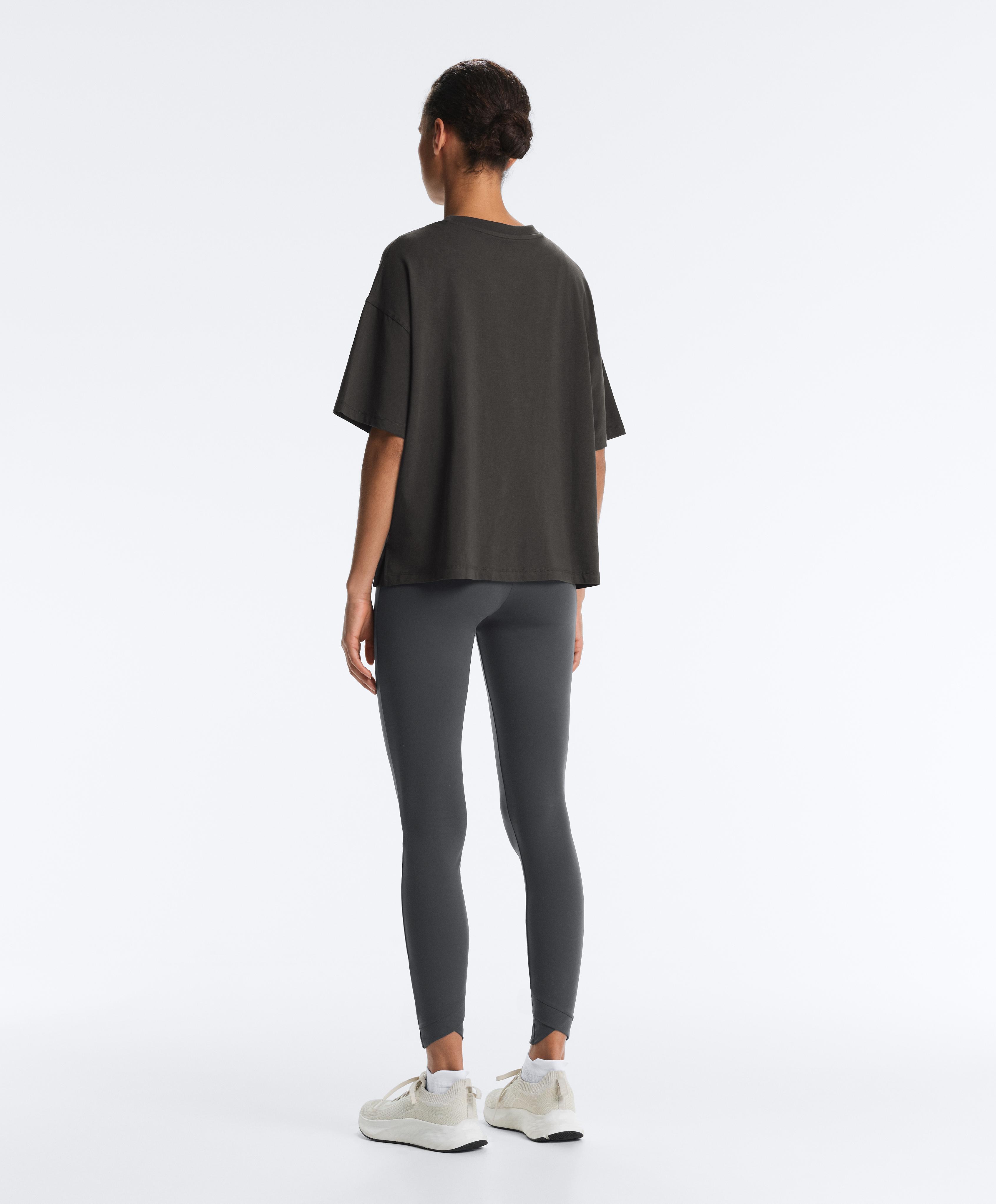 Boxy short-sleeve cotton blend T-shirt — ASPHALT