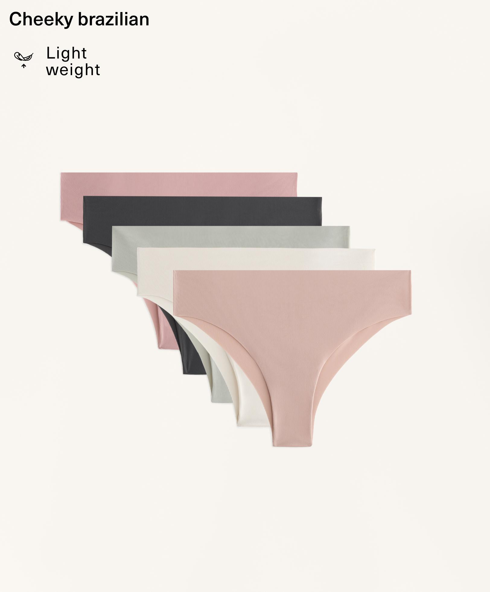5 laser-cut light polyamide blend cheeky Brazilian briefs