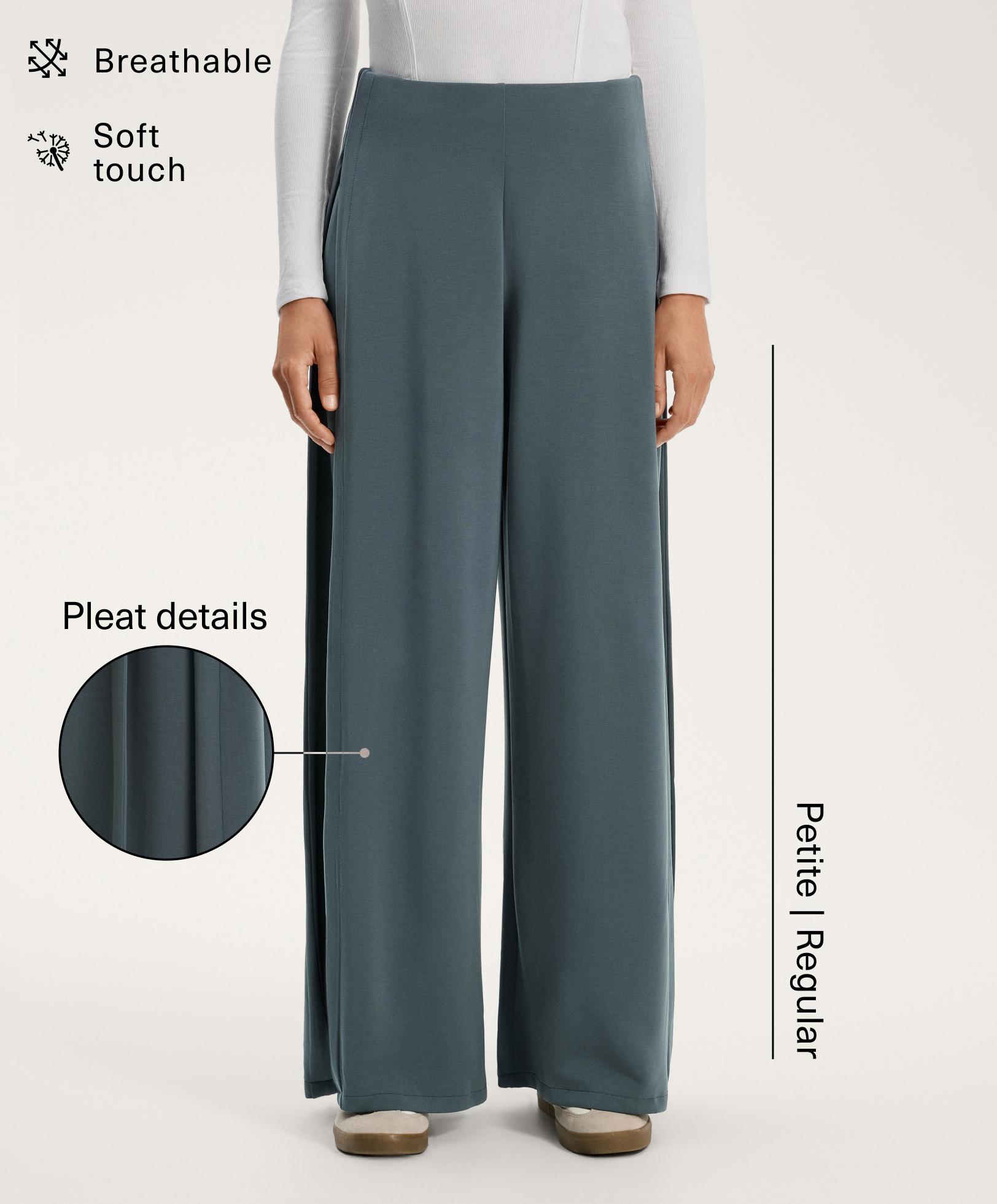 Soft-touch wide-leg trousers with modal and side pleat