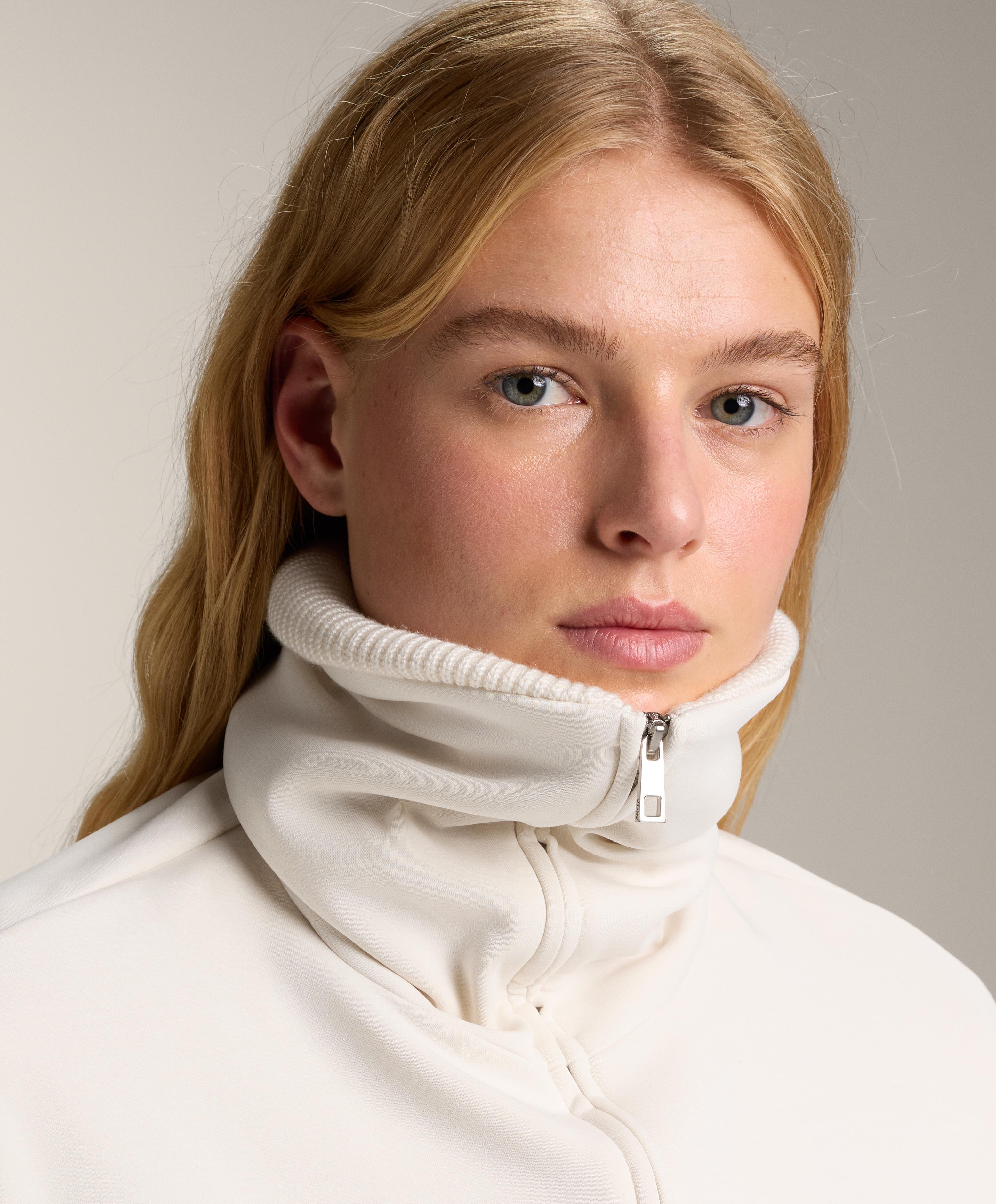 Long brushed modal jacket with adjustable waist and tricot collar - Sale Long brushed modal jacket with adjustable waist and tricot collar - Sale