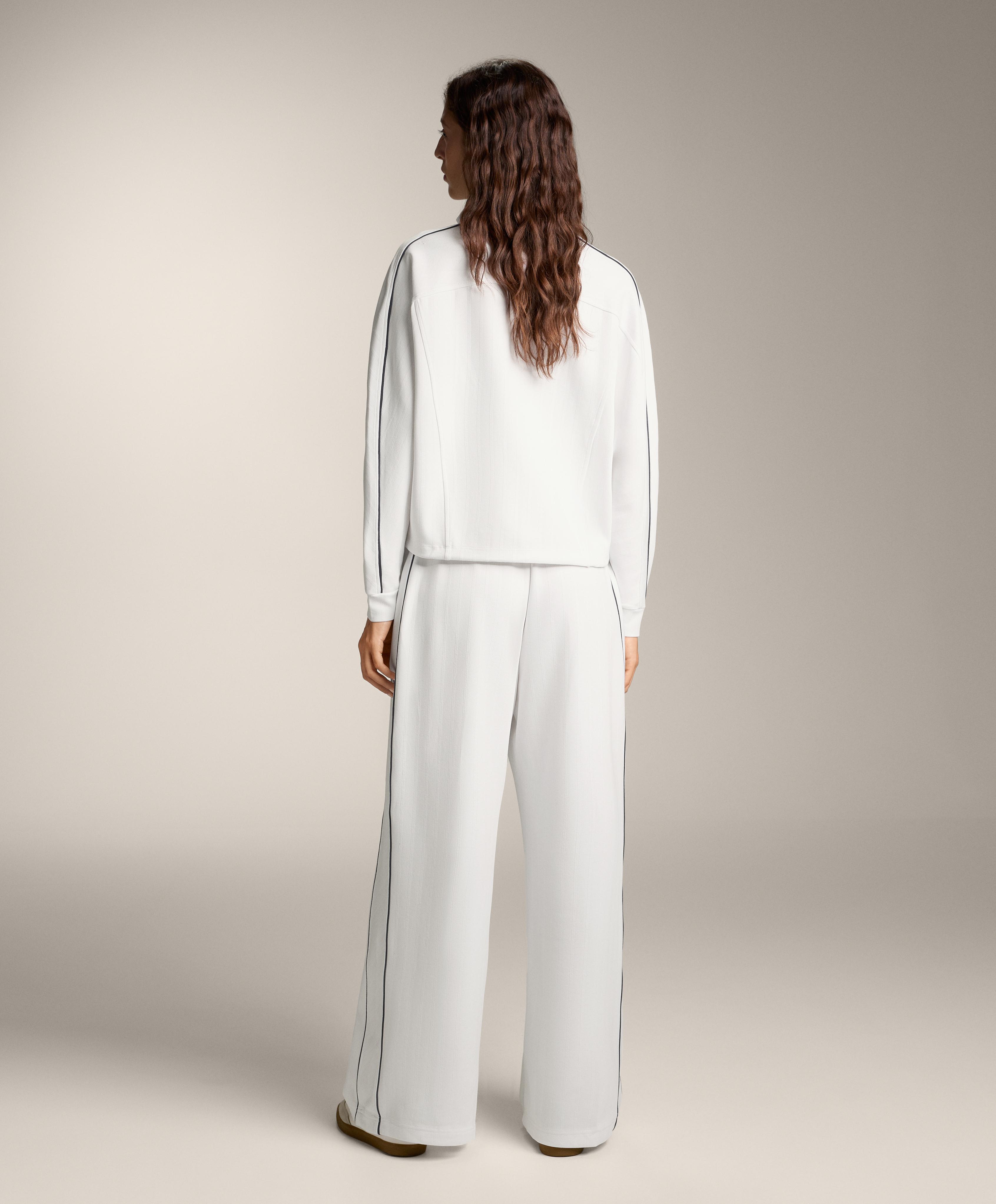 Piqué jacket with side piping and cotton — WHITE