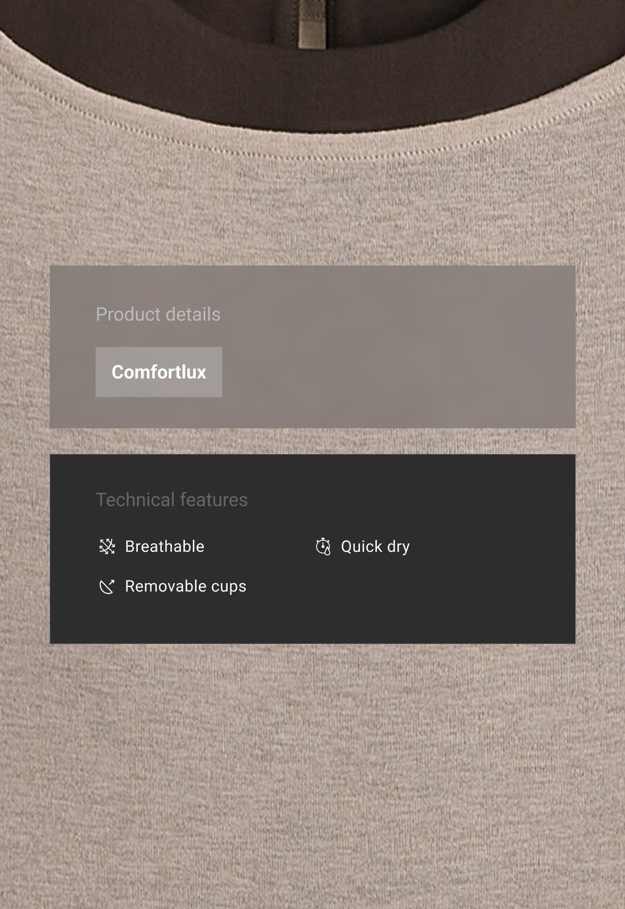 Comfortlux contrast overlay tank top — LIGHT STONE