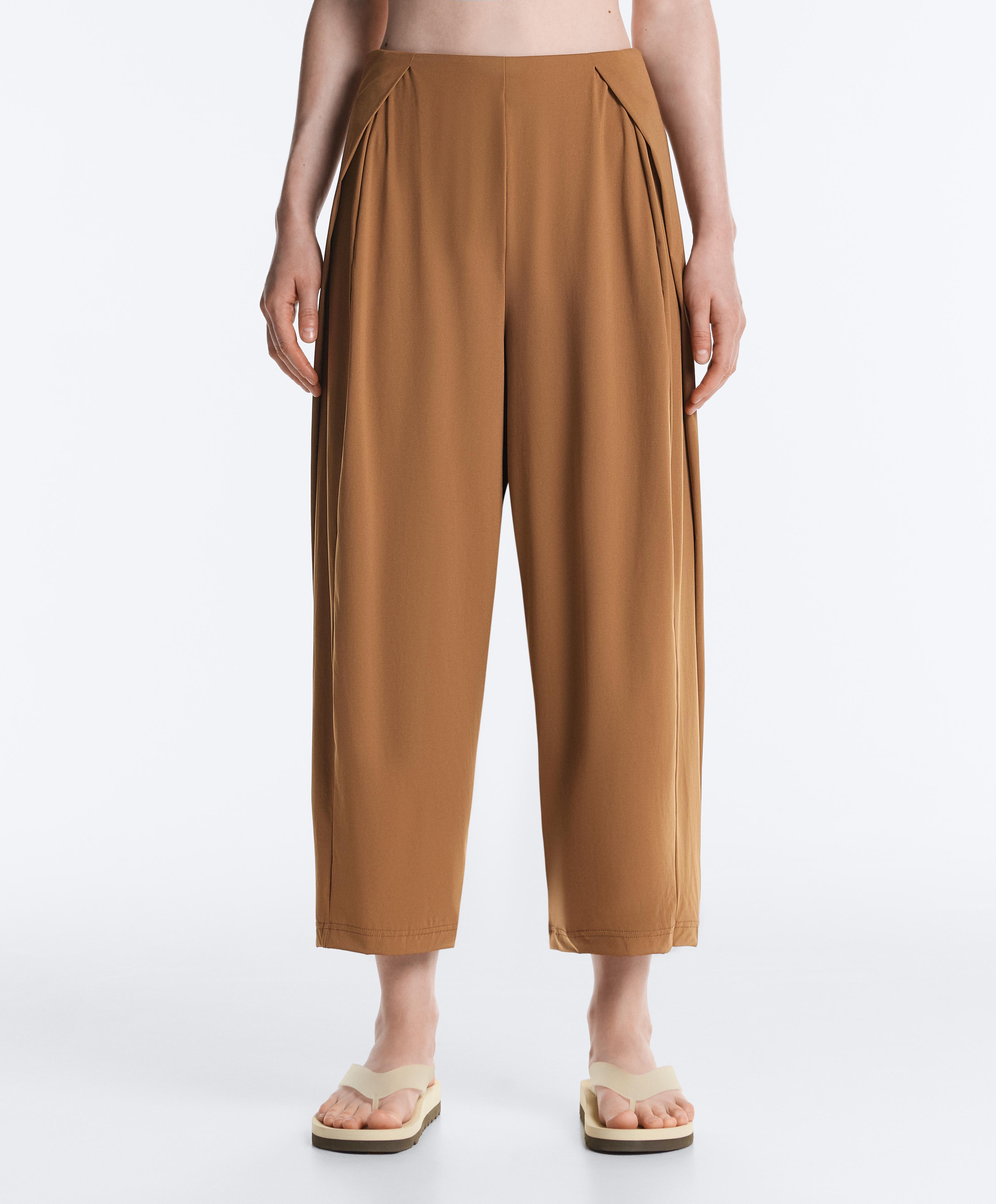 Light Touch high-rise long Barrel trousers — TOFFEE