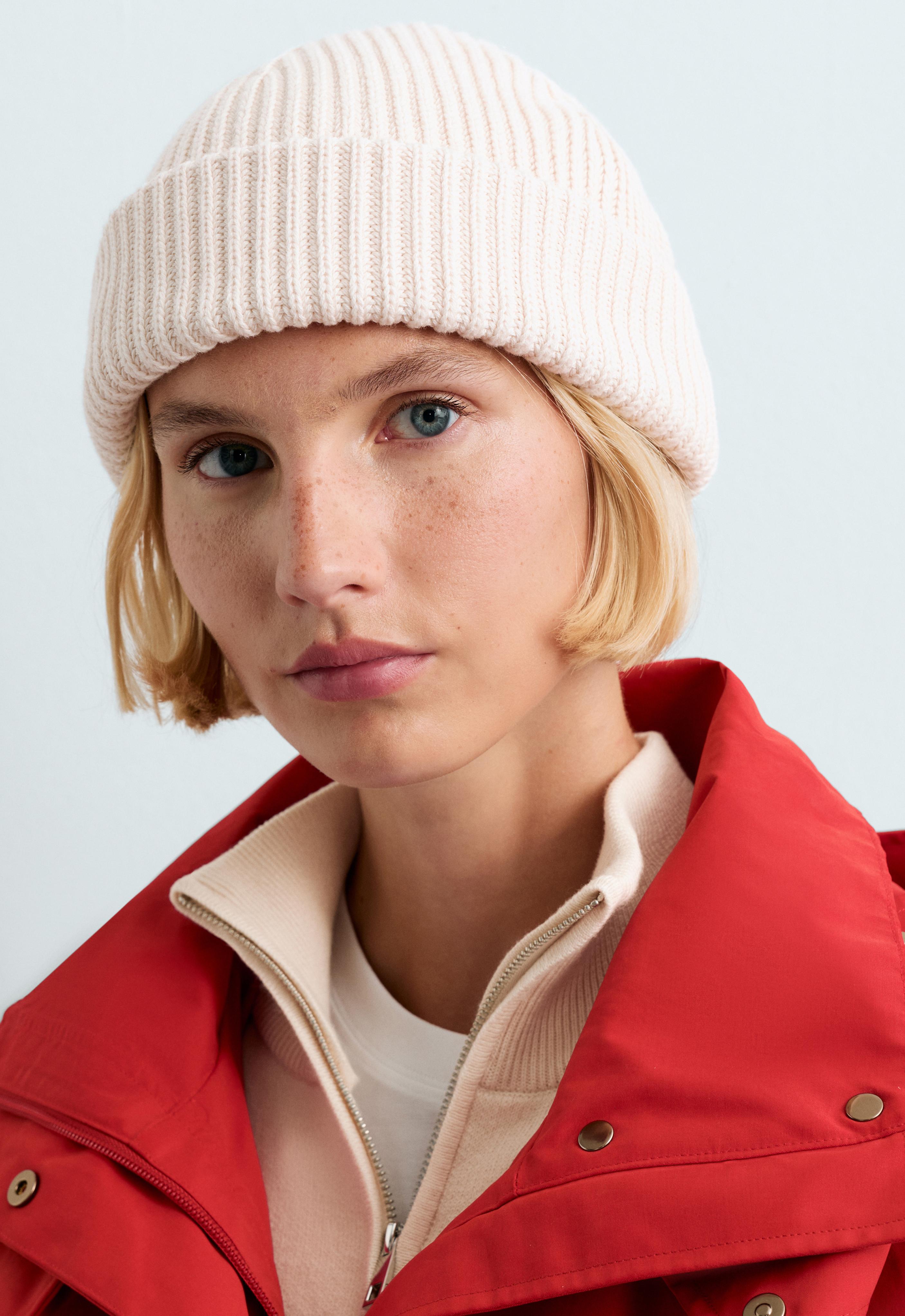 100% cotton ribbed beanie — ECRU