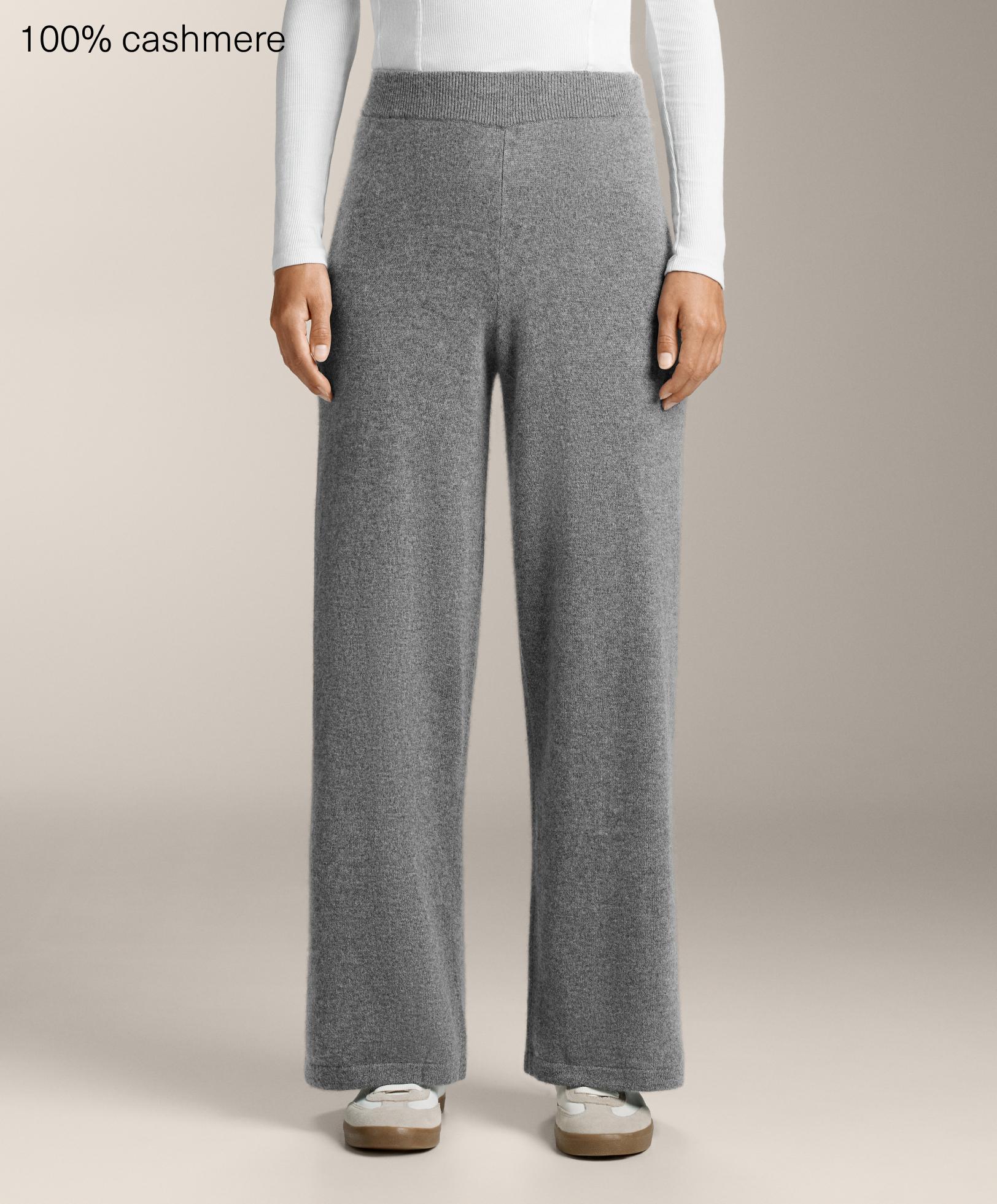 Straight leg 100% cashmere trousers