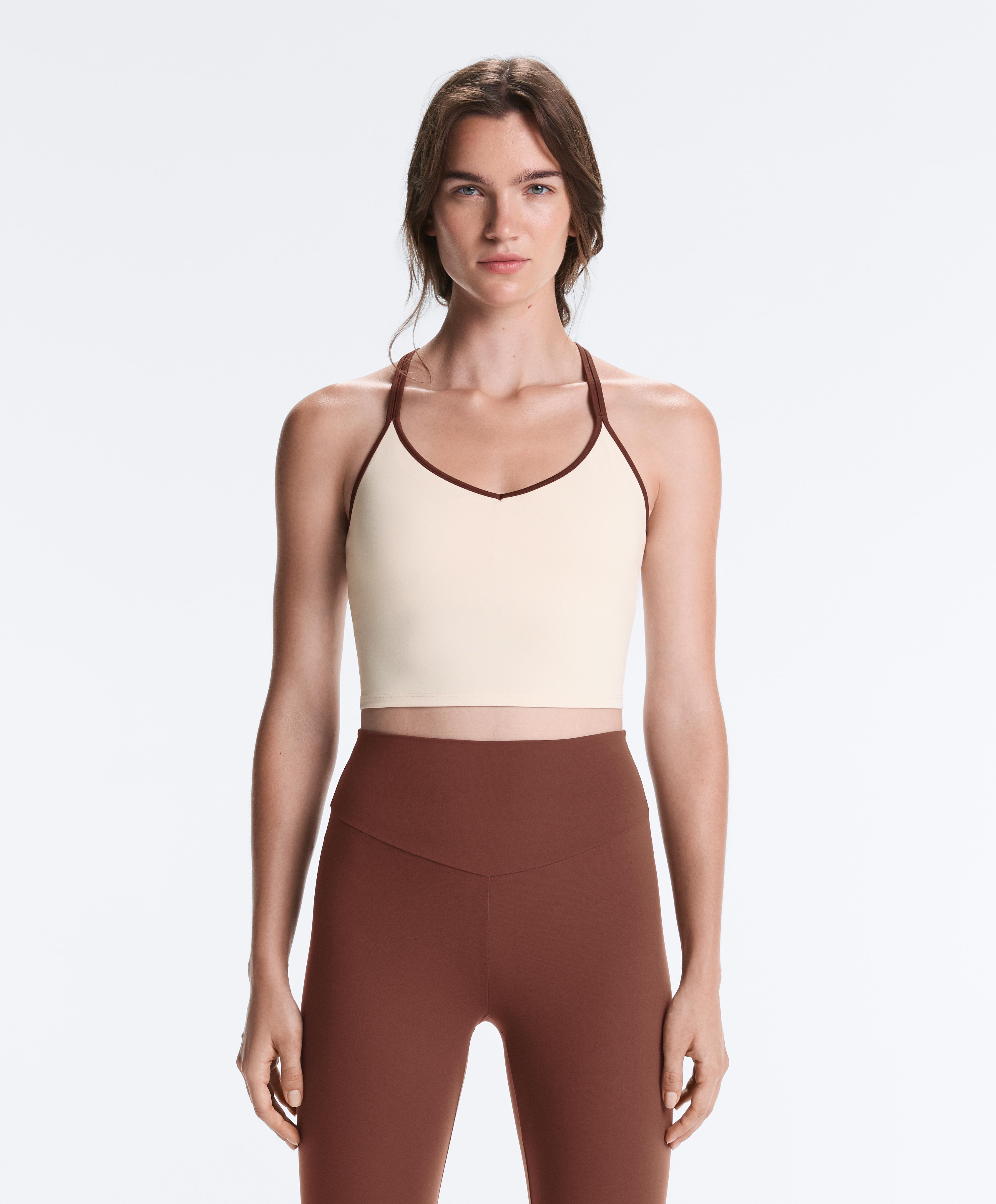 Comfortlux contrast strap tank top — PALE ECRU