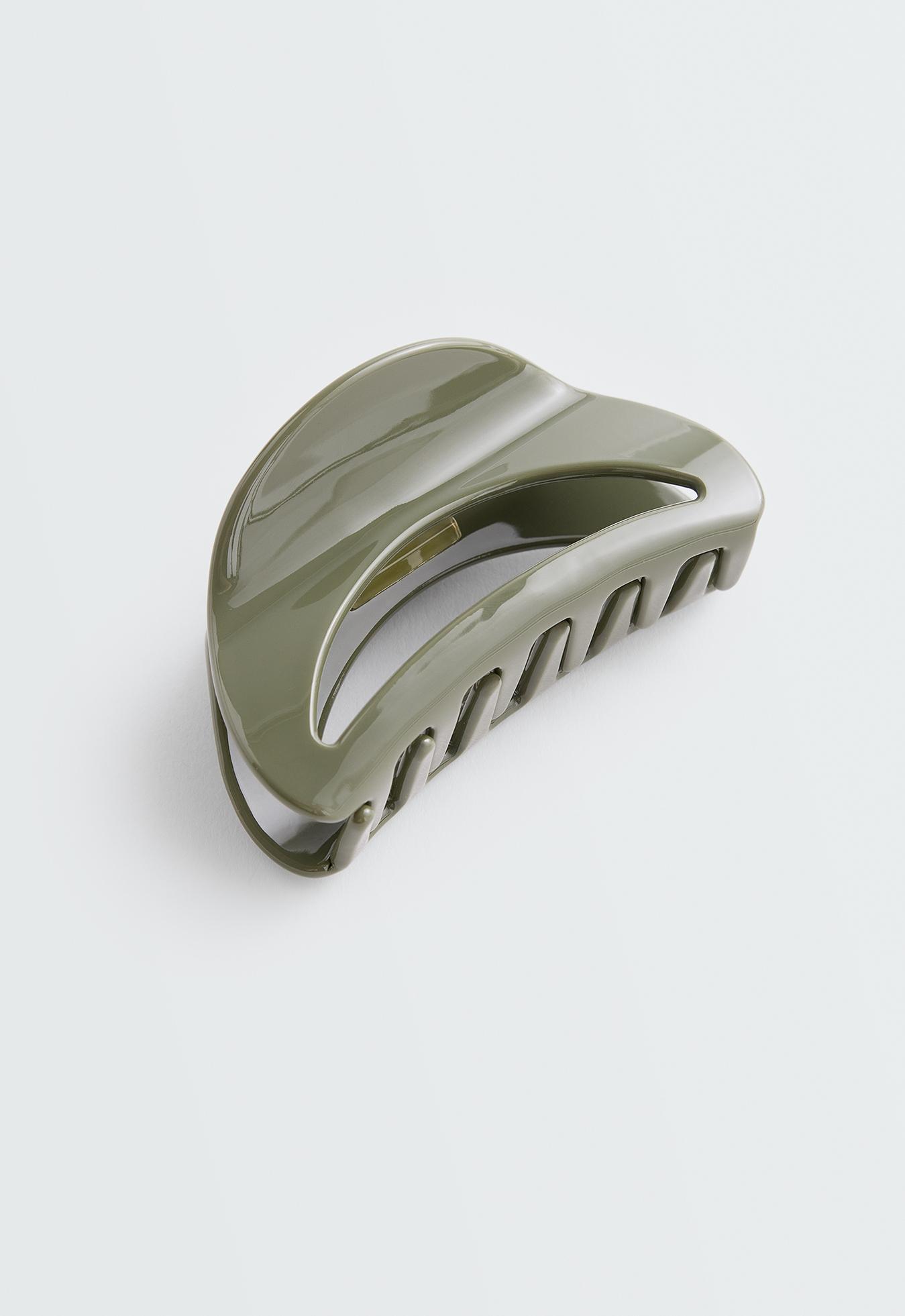 Large acetate hair clip — KHAKI-GREY
