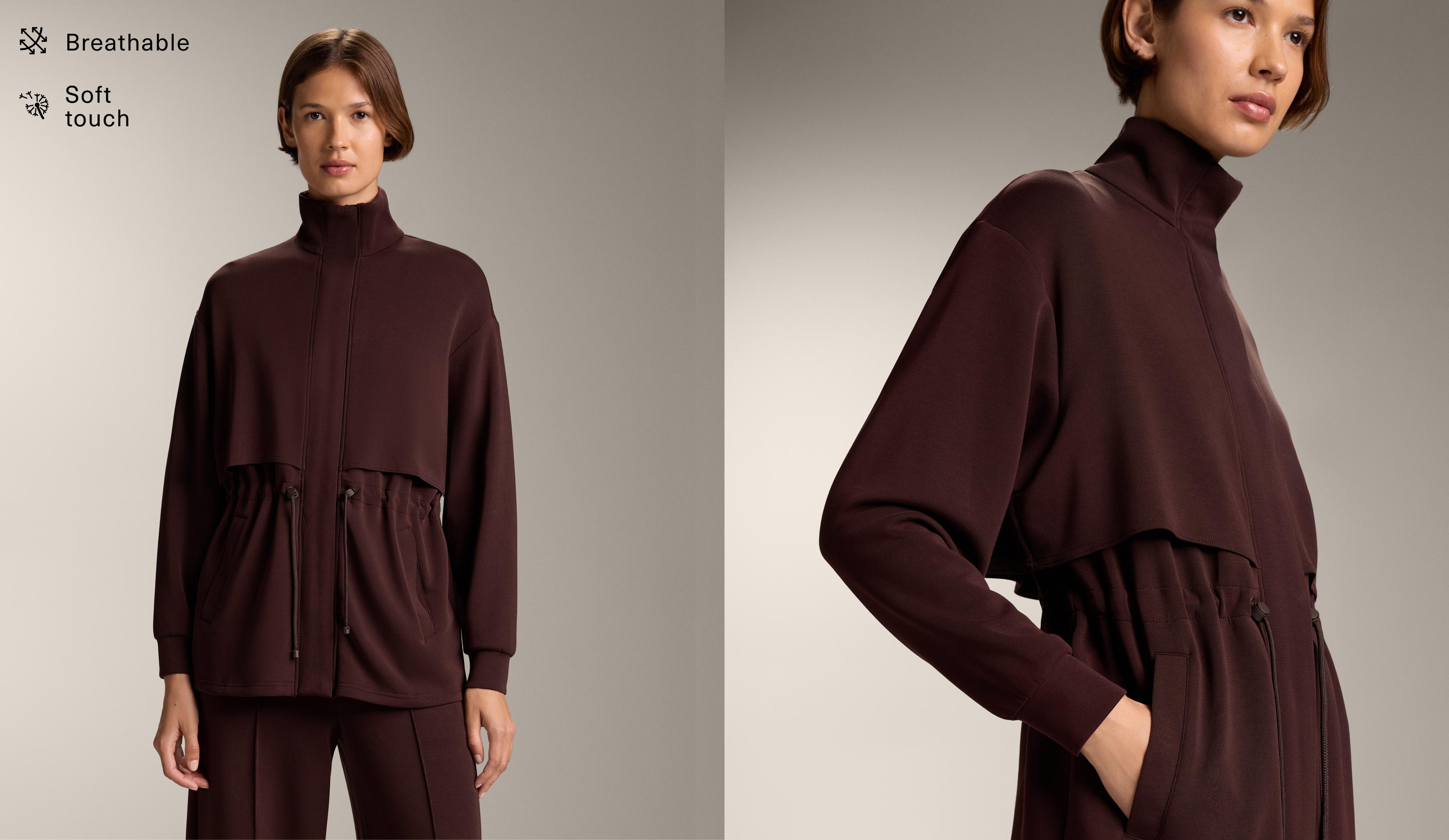 Long soft-touch jacket with modal and pockets Long soft-touch jacket with modal and pockets