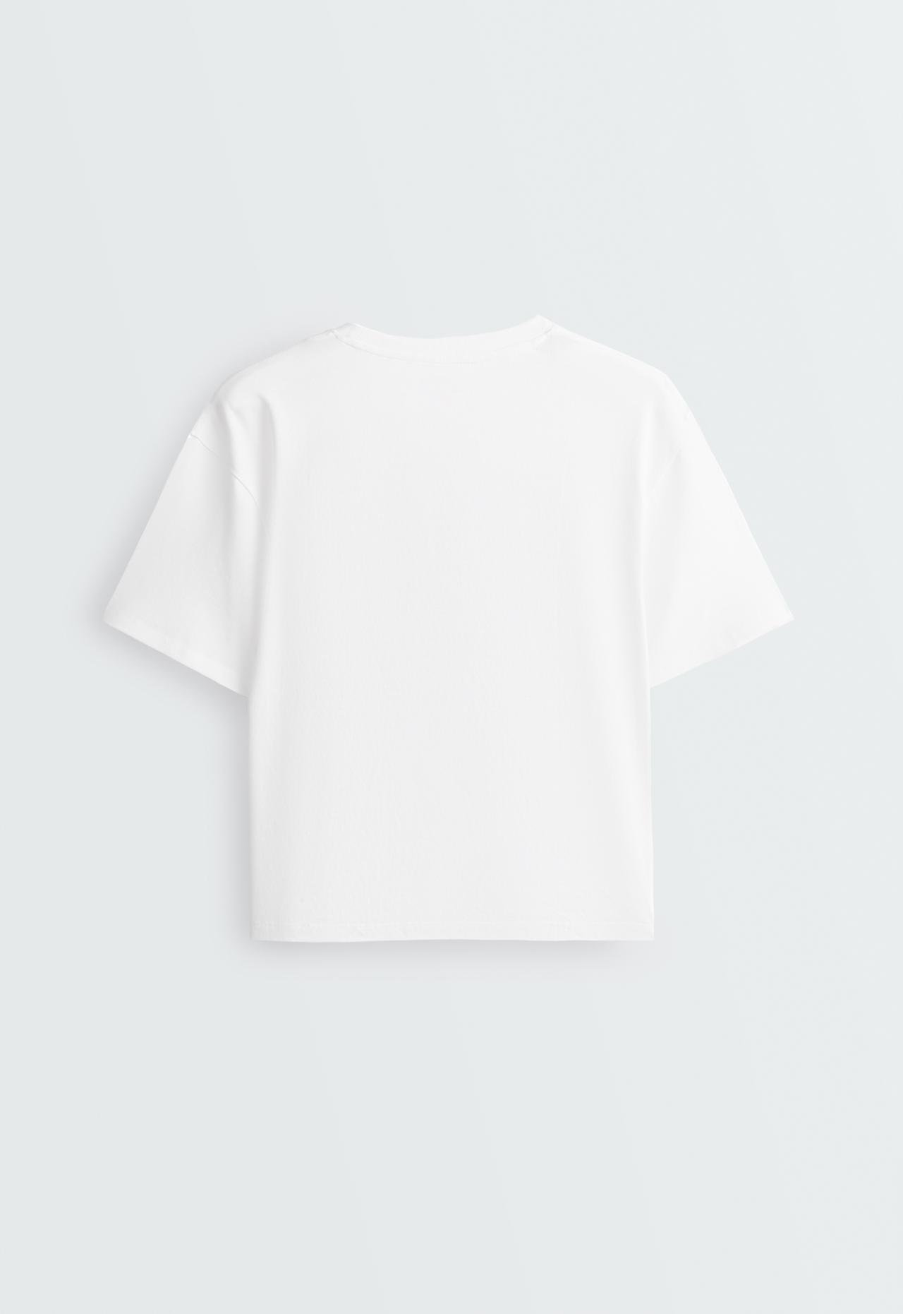 Boxy Fit cotton T-shirt with print — WHITE