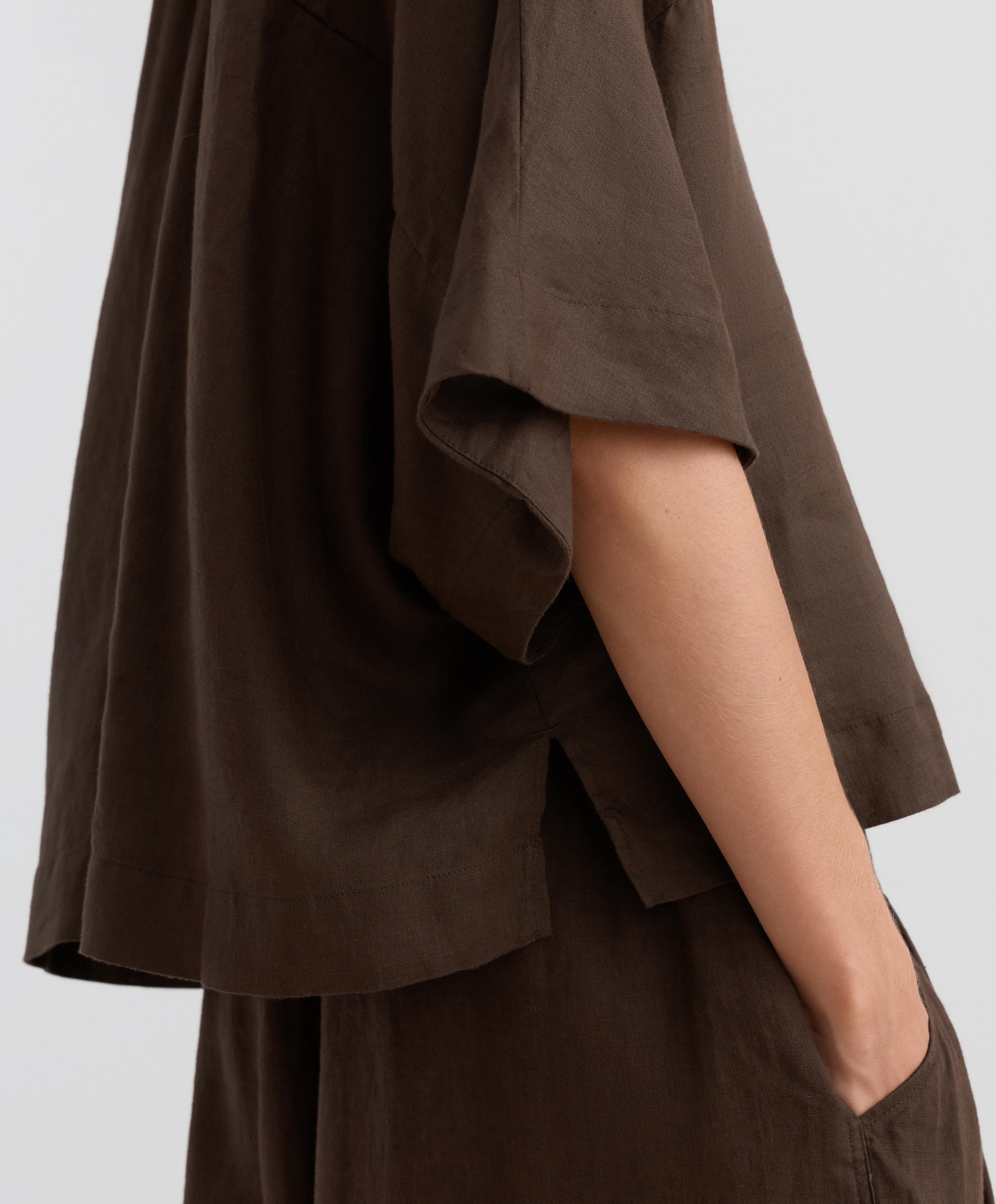 Oversize short-sleeved 100% linen shirt - Sale Oversize short-sleeved 100% linen shirt - Sale