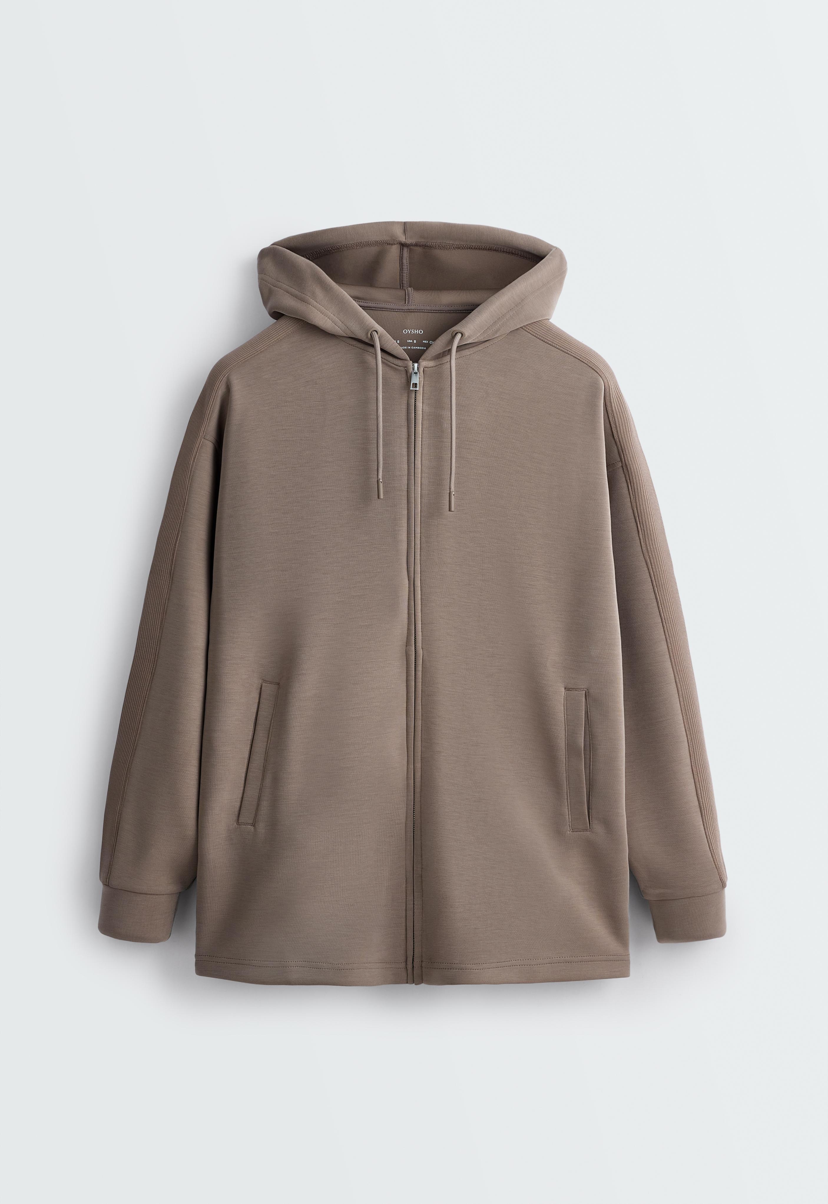 Long jacket with rib details and soft-touch modal — MINK