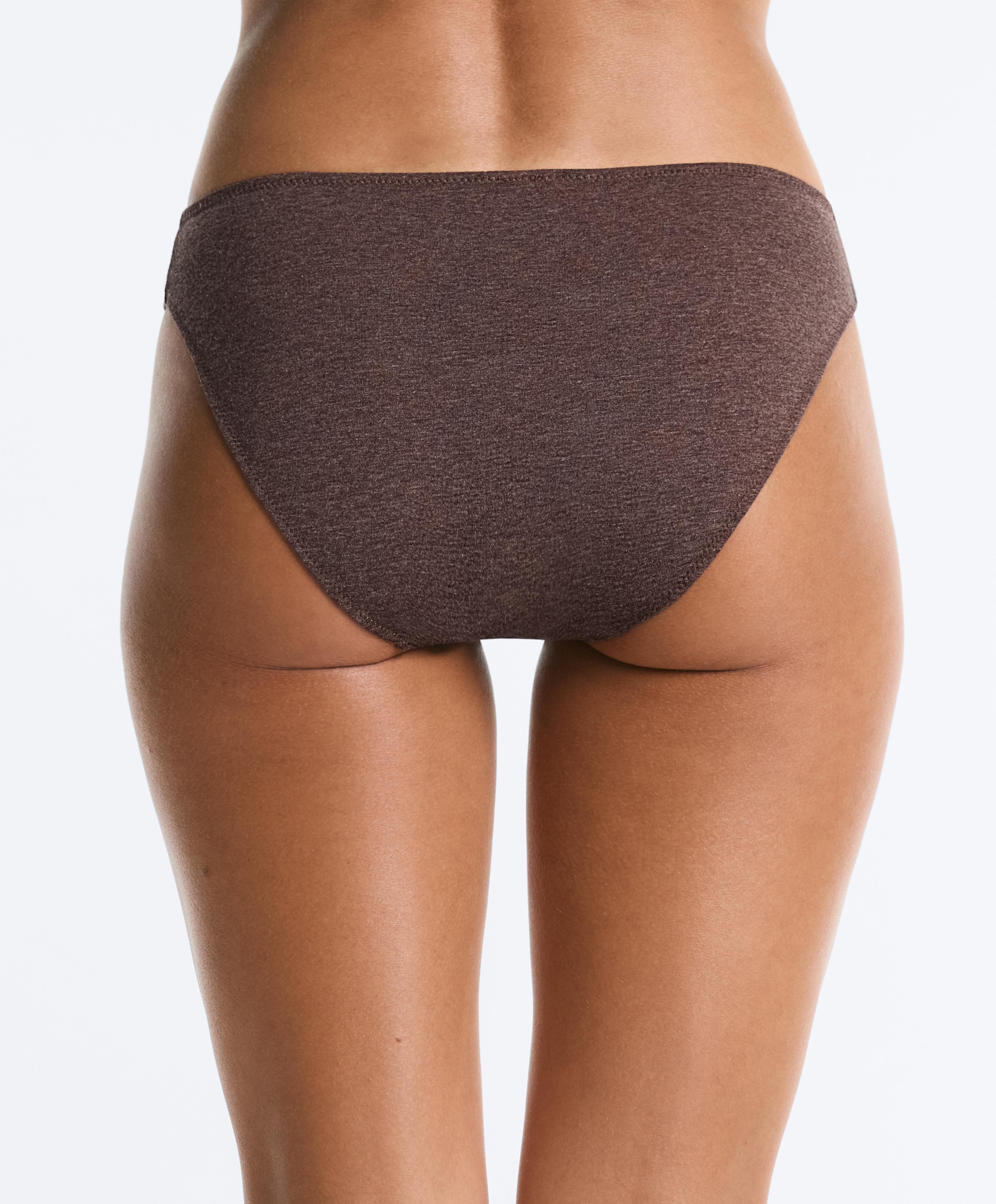 5 cotton blend rib classic briefs — CHOCOLATE