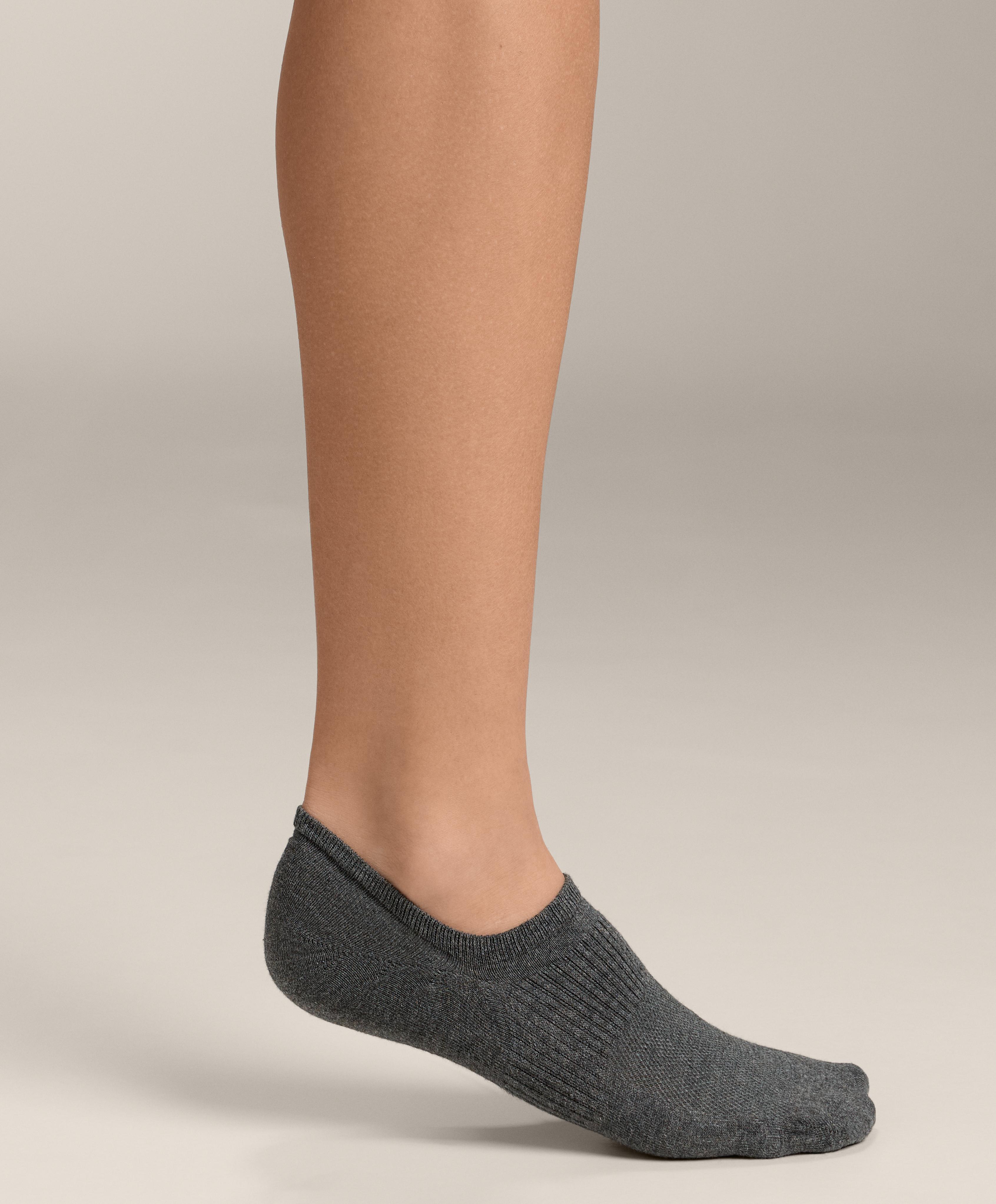 3 pairs of high-cut cotton blend invisible sports socks — PALE GREY MELANGE