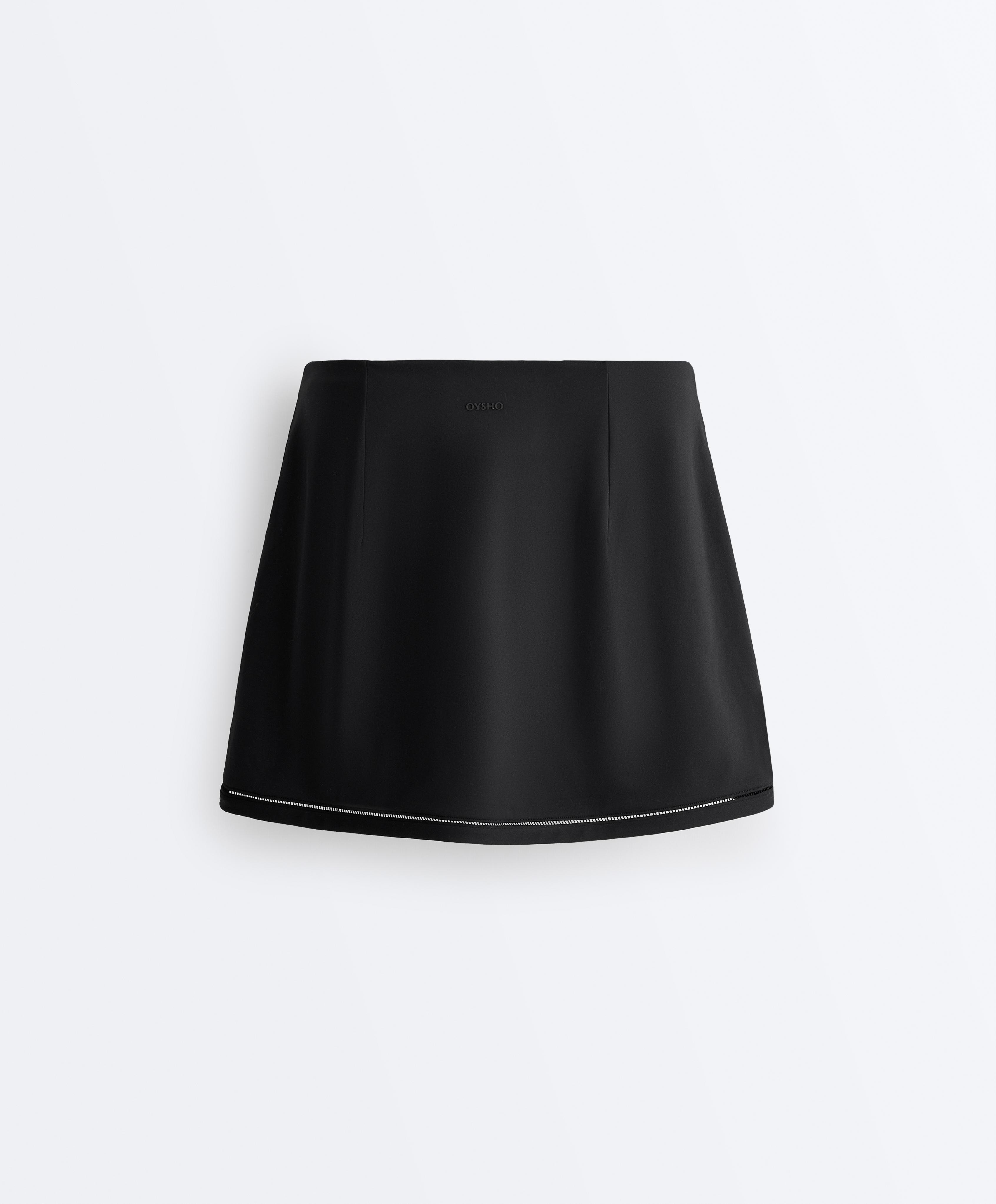 Comfortlux crossover hemstitch skirt — BLACK