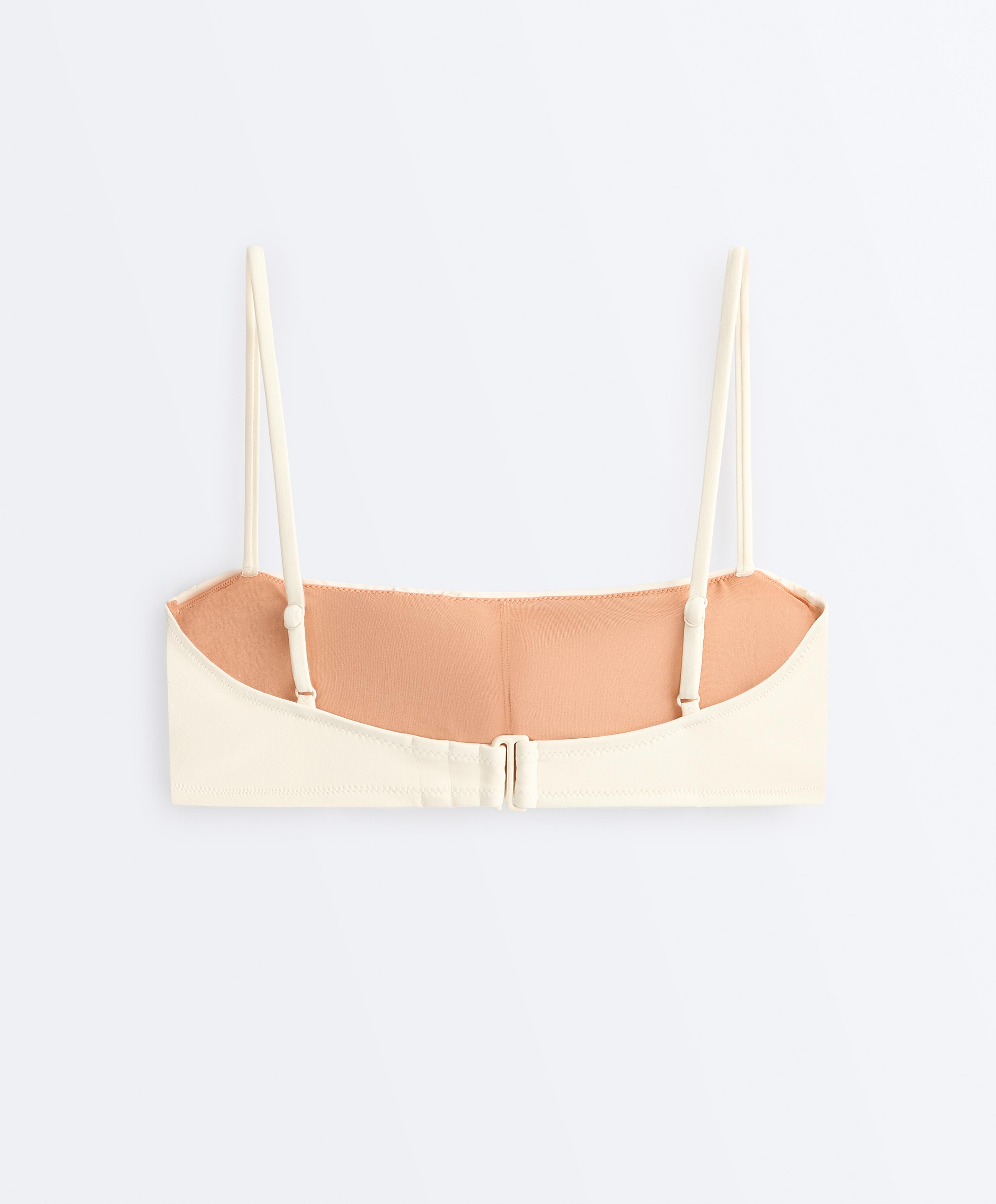Floral embroidered bandeau bikini — ECRU