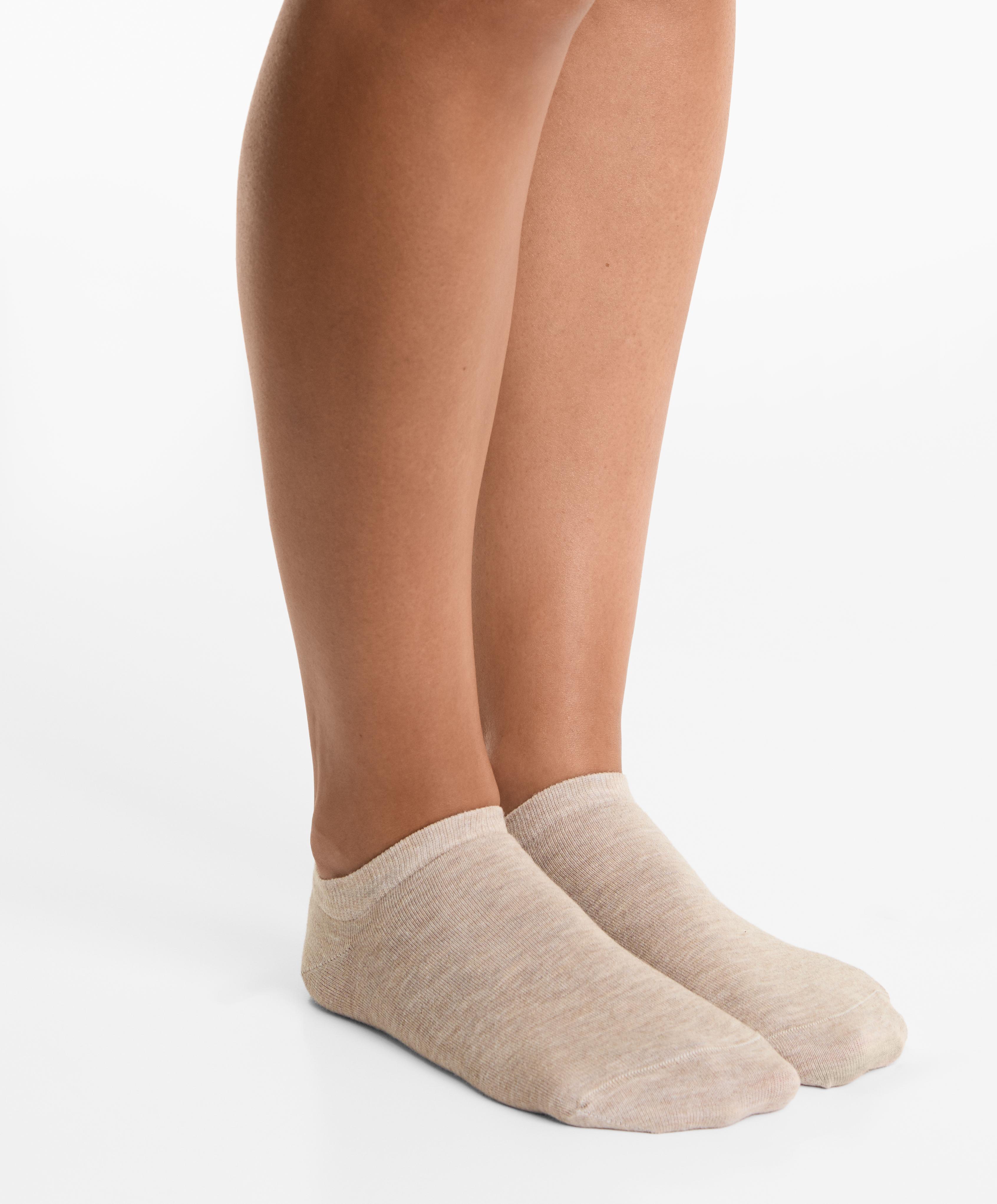 5 pairs of cotton blend sneaker socks — SAND MELANGE