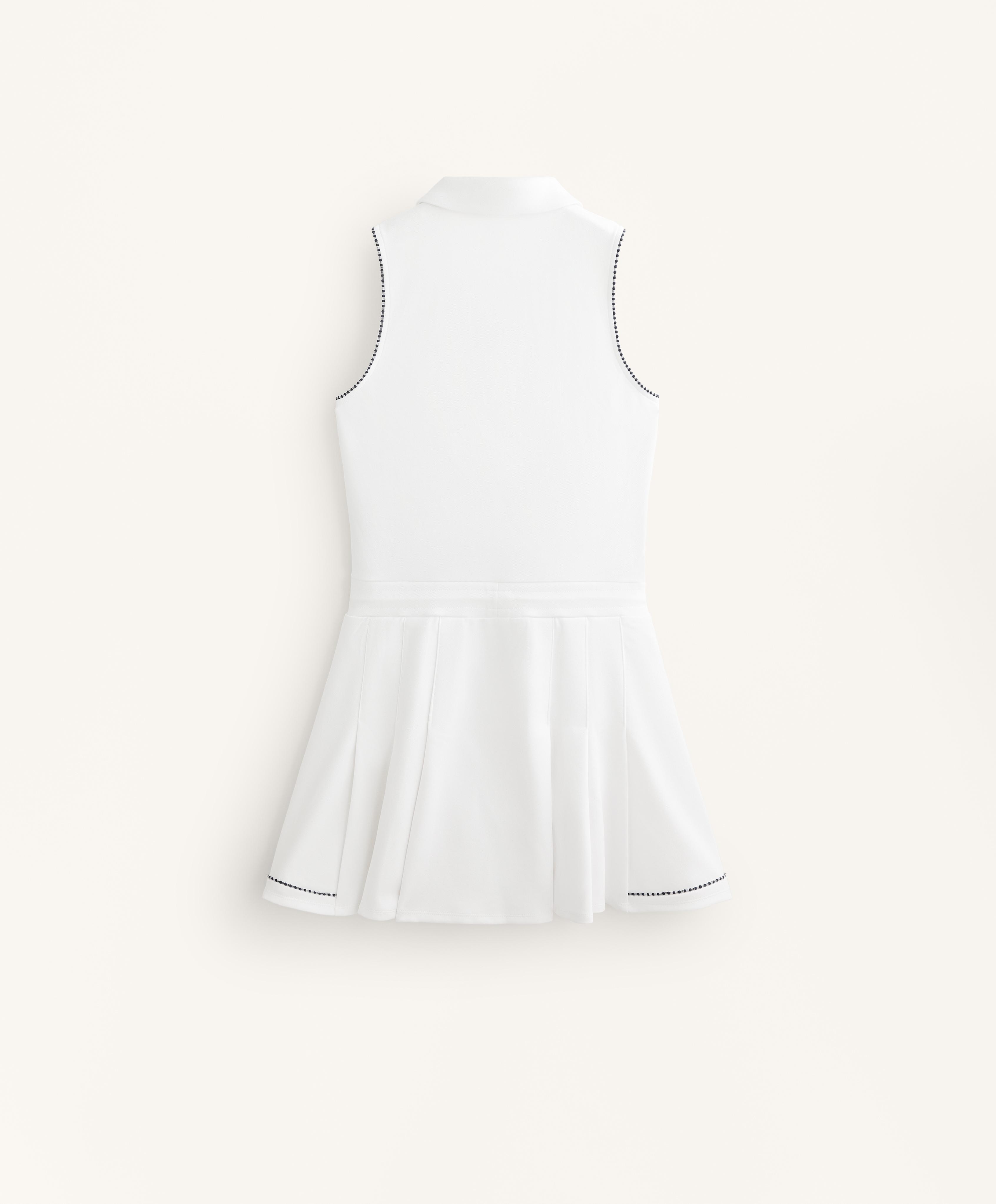 Vestido corto pliegues piqué con algodón