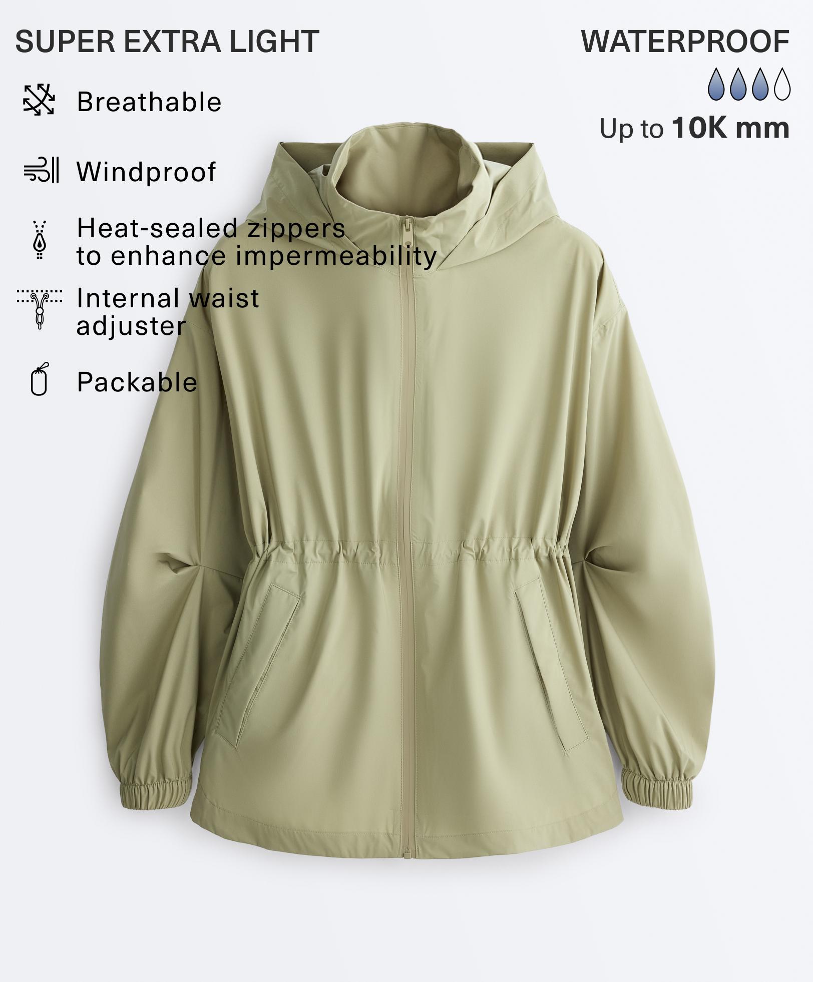 Super extra lightweight 10k packable waterproof jacket — WASHED APPLE GREEN