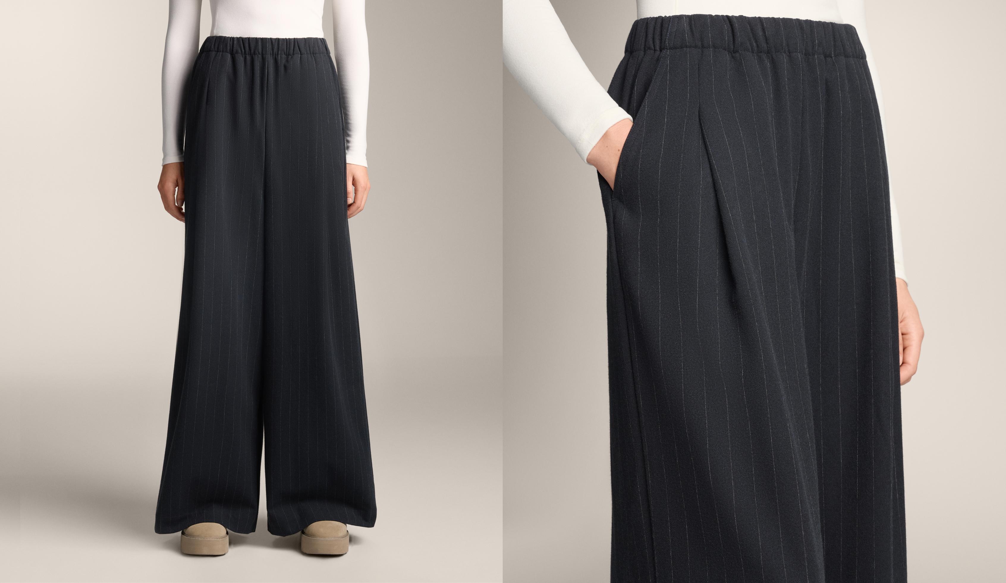 Gerade und weit geschnittene Hose Nadelstreifen Struktur