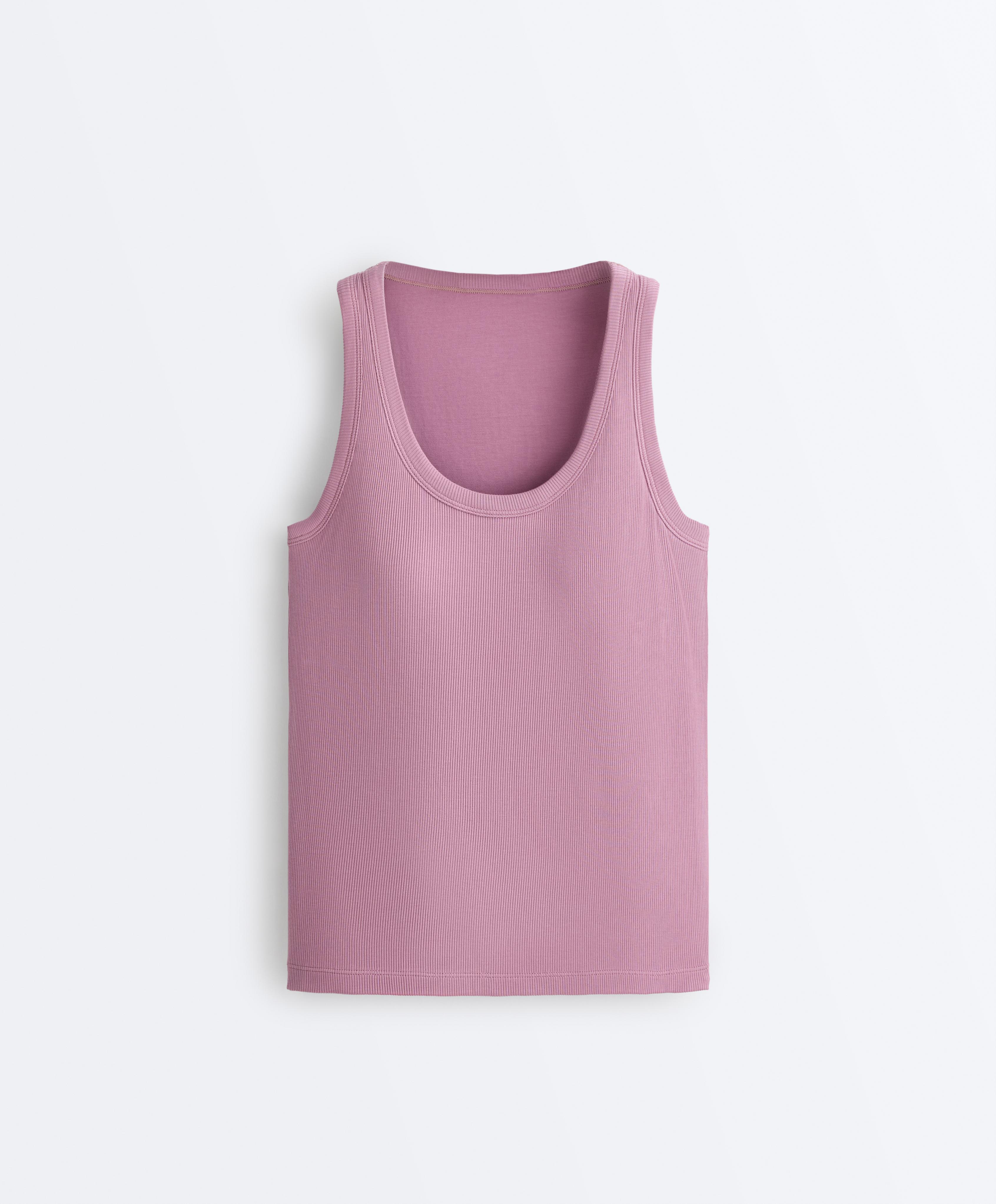 Rib modal blend tank top — MAUVE PINK