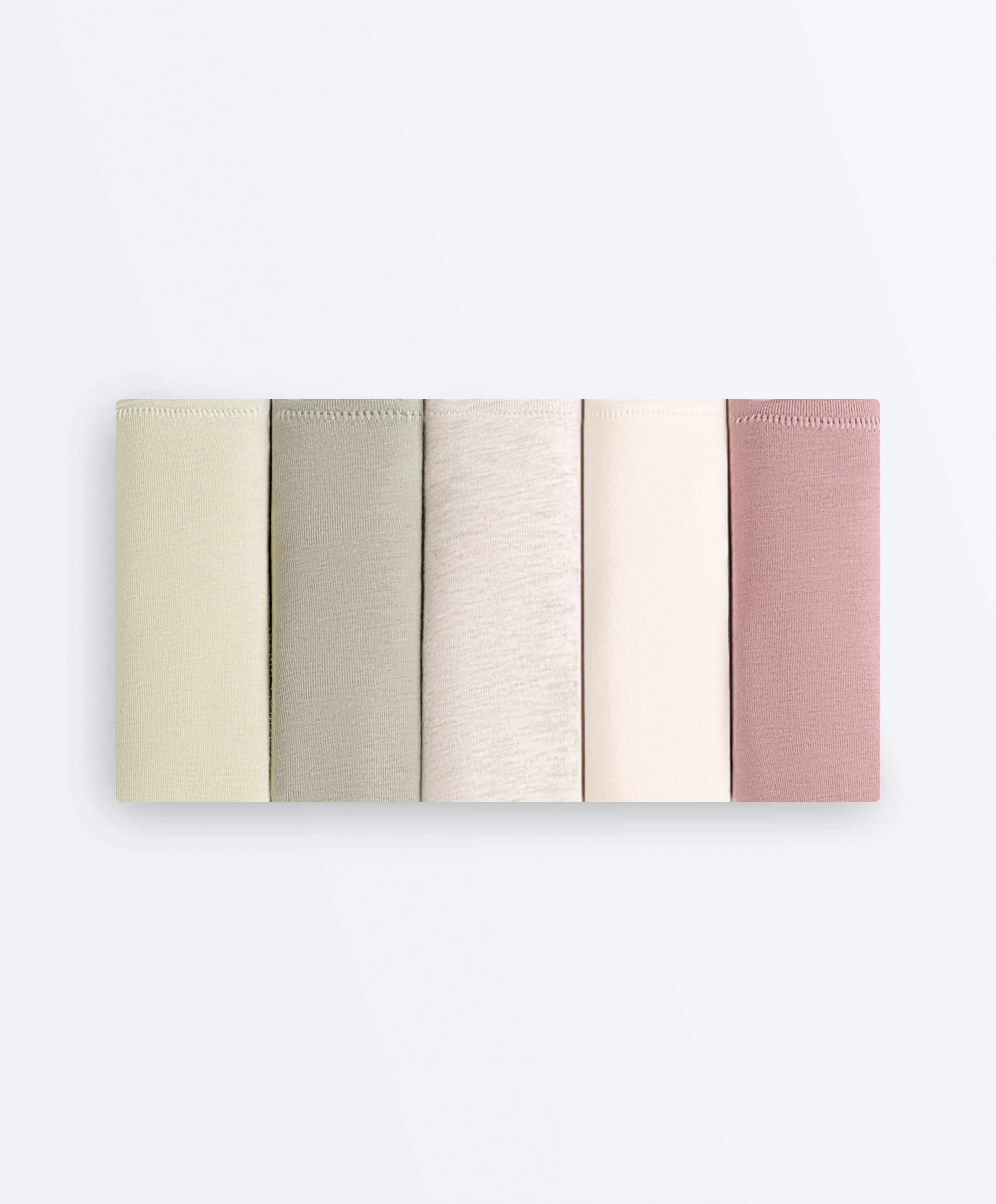 5 cotton blend Brazilian briefs — KHAKI