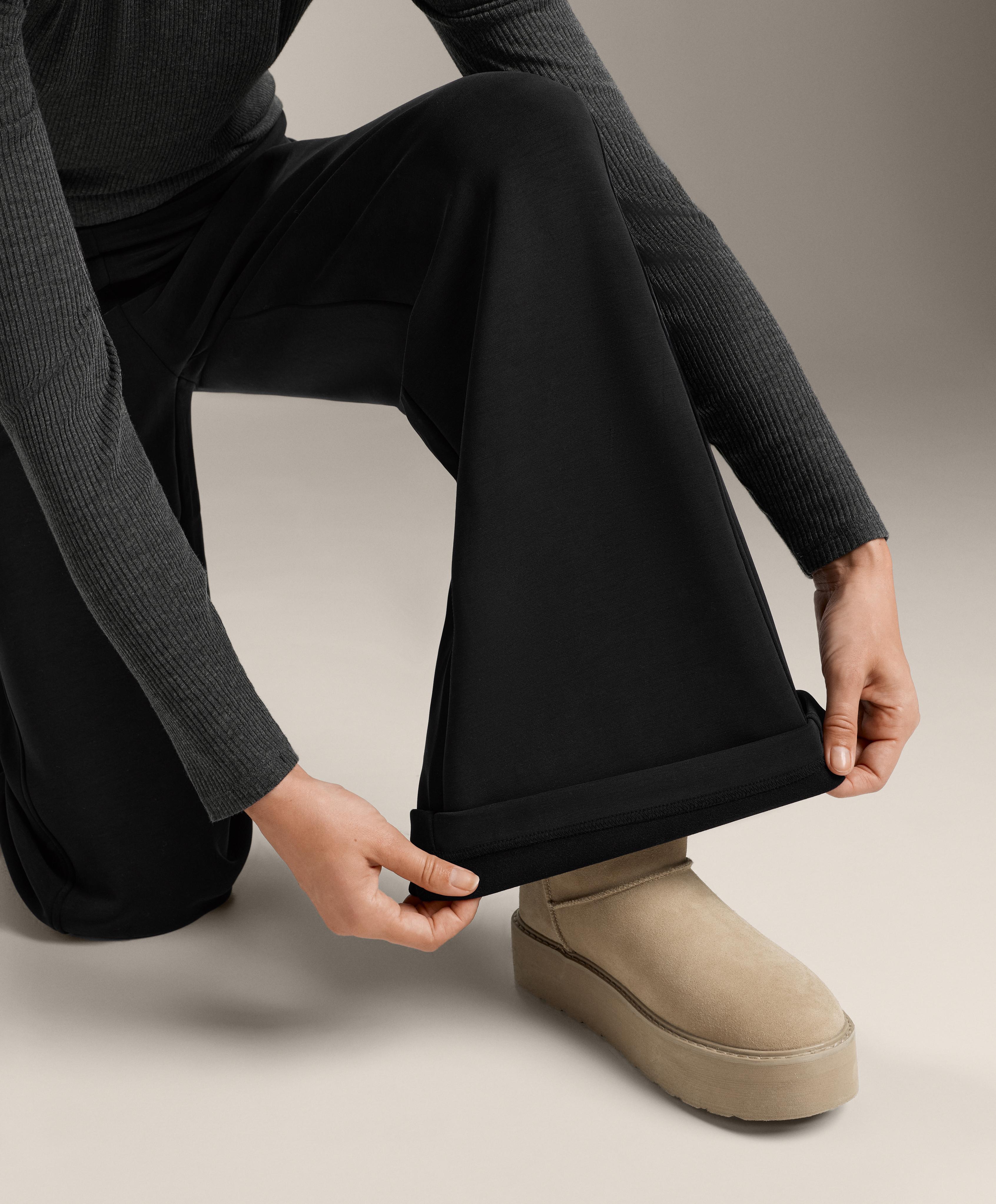 Super high-rise flare trousers with brushed modal — BLACK