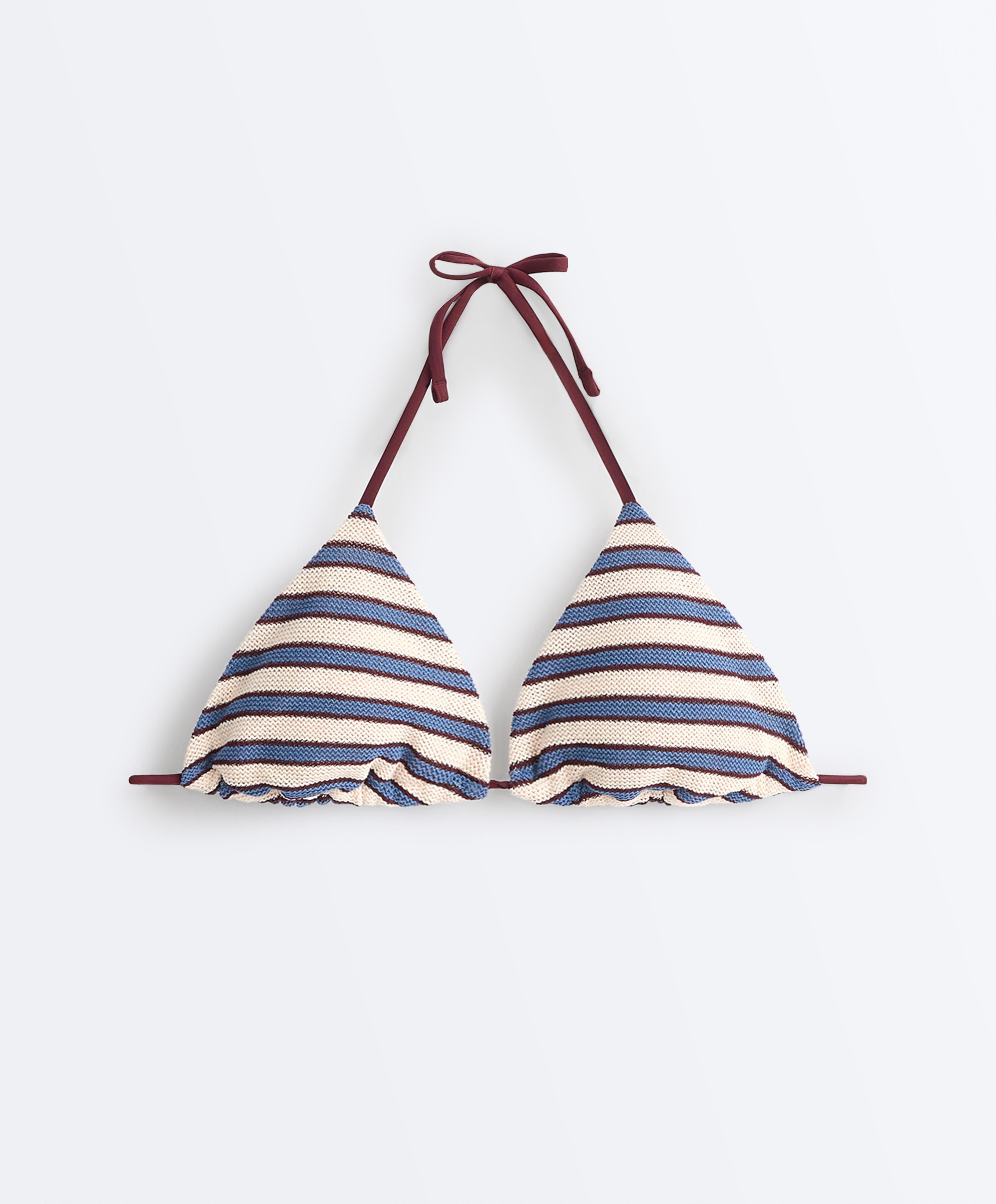 Striped crochet triangle bikini — LAVENDER BLUE