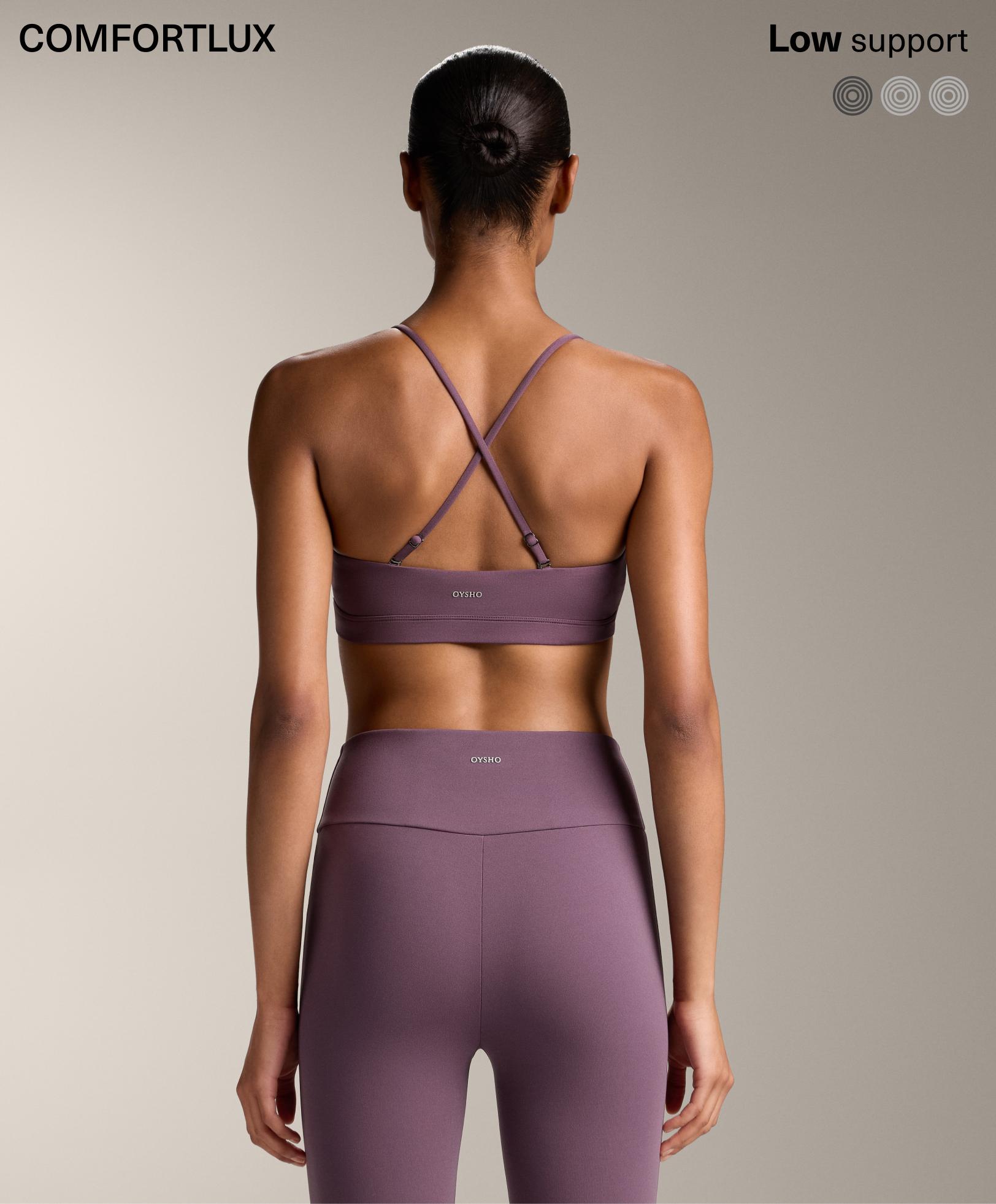 Comfortlux light-support sports bra with crossover straps