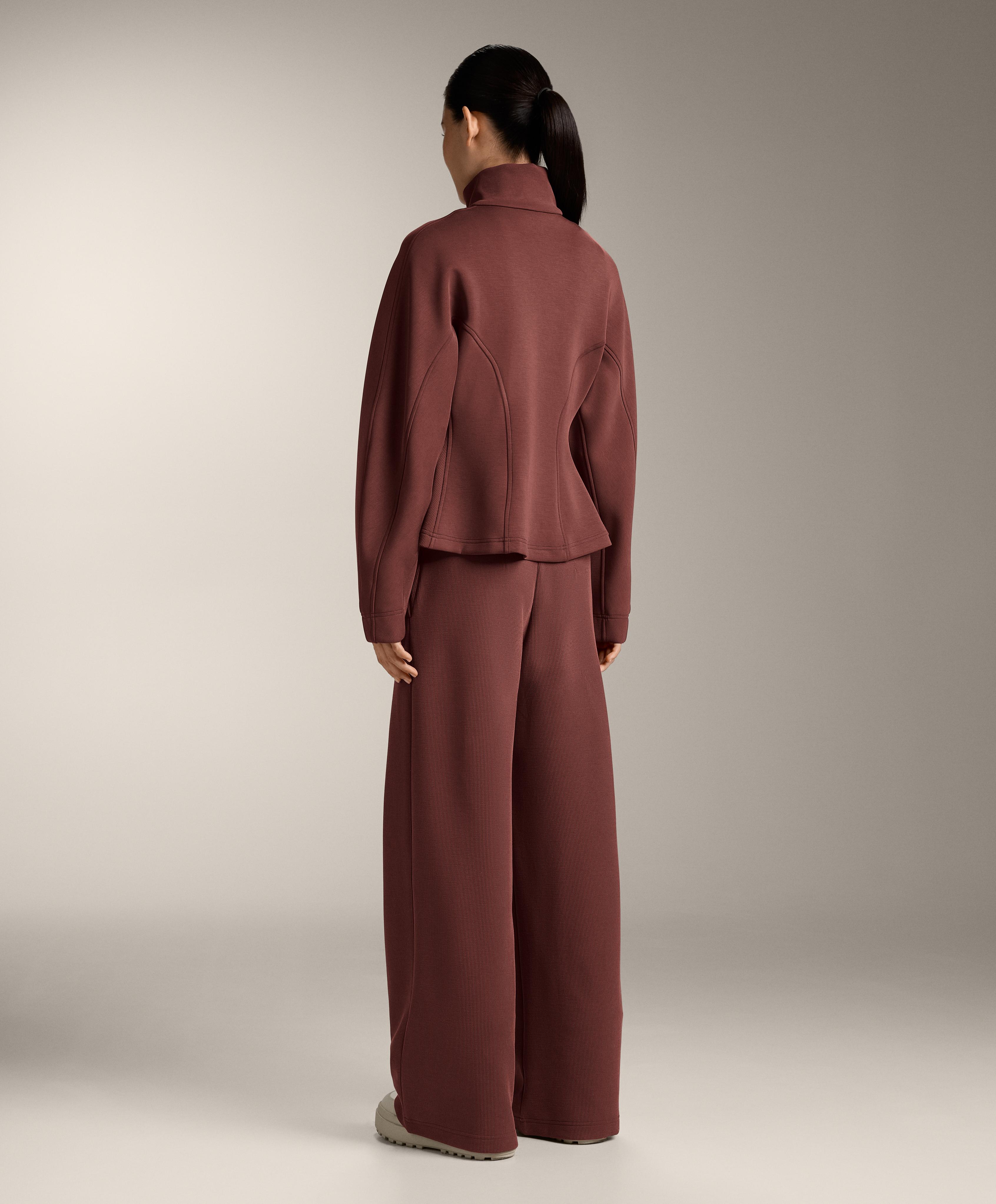 Fitted waist jacket with brushed modal — MAHOGANY