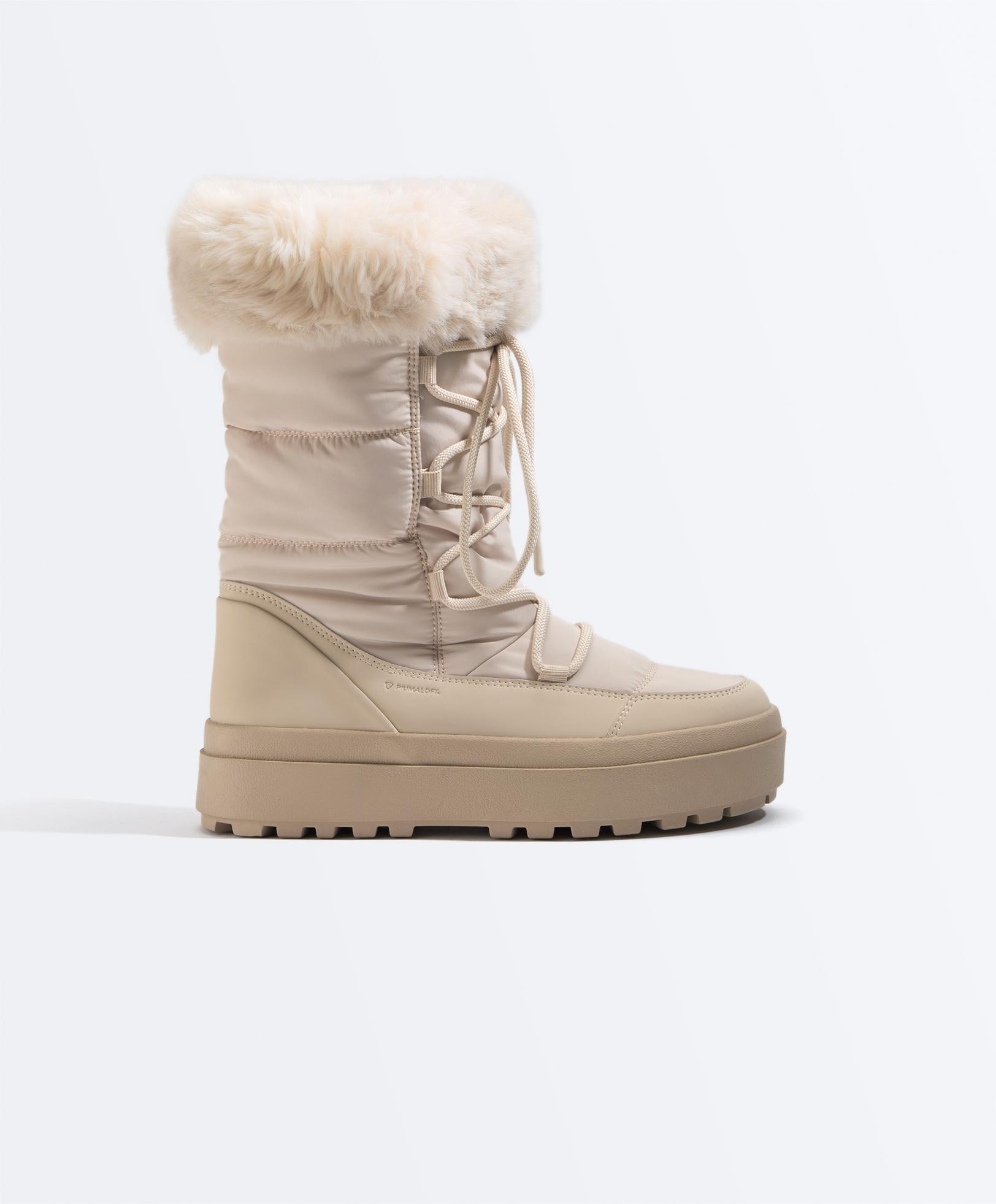 Lace-up après-ski boot with fur collar — MINK