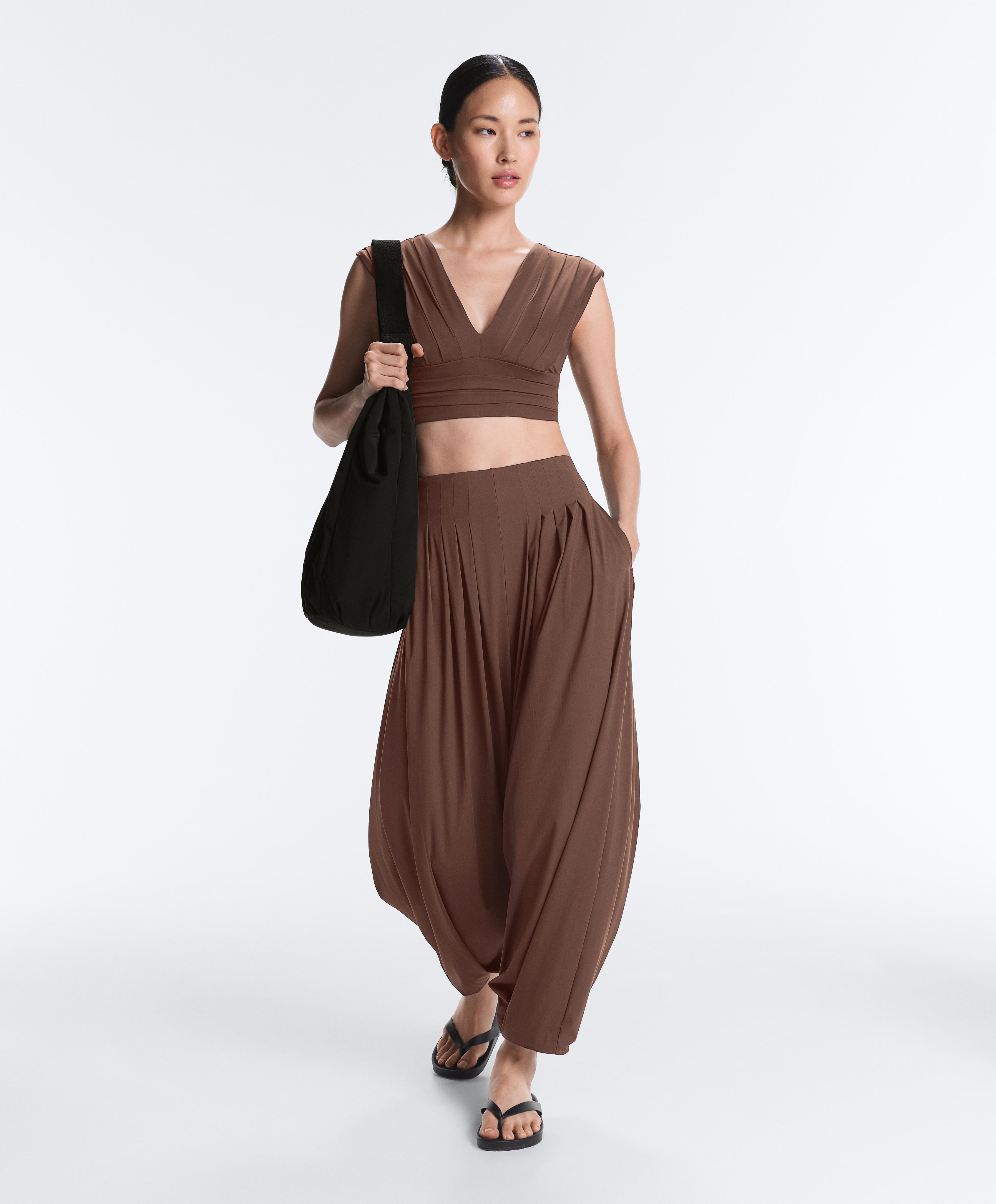 Light Touch long bloomer trousers — MID-BROWN