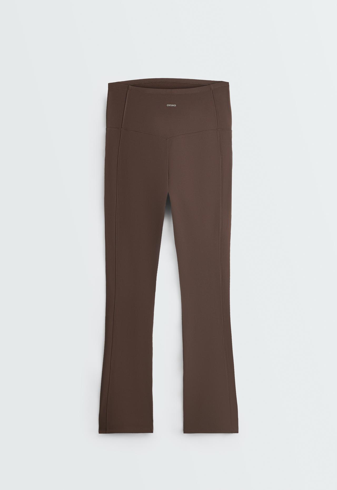 Warm maternity Flare trousers with zips — DARK REDDISH‑BROWN