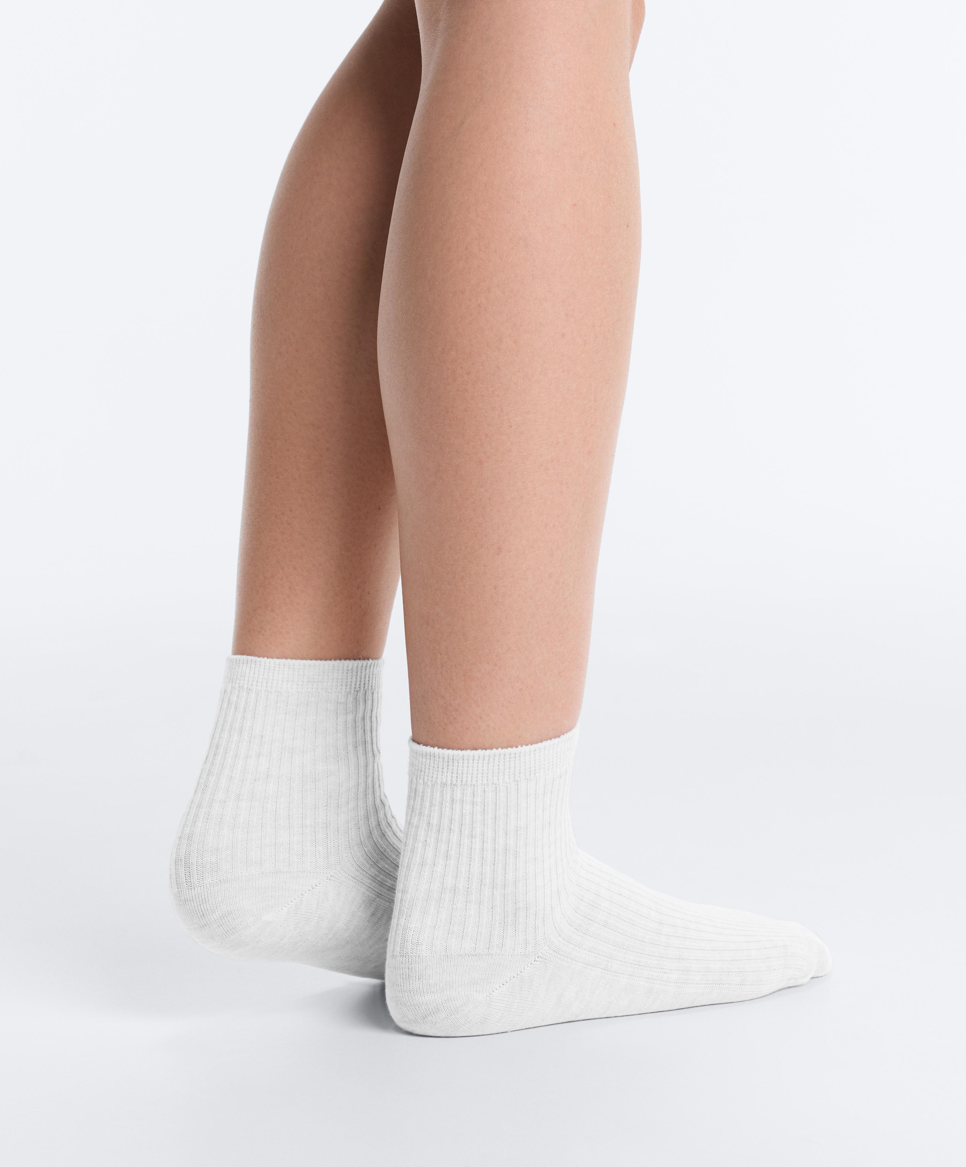 5 pairs of quarter socks with cotton — PALE GREY MELANGE