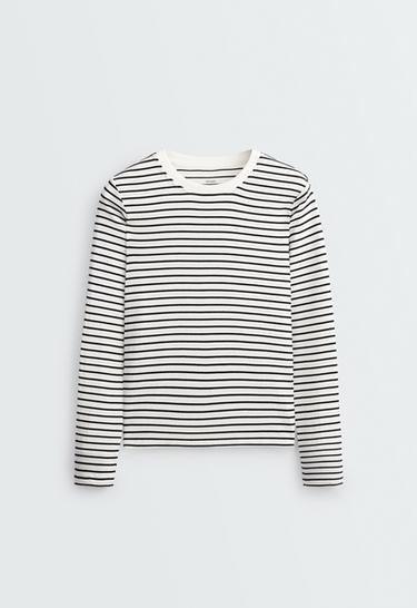Regular Fit long-sleeve cotton-blend striped T-shirt — BLACK 5