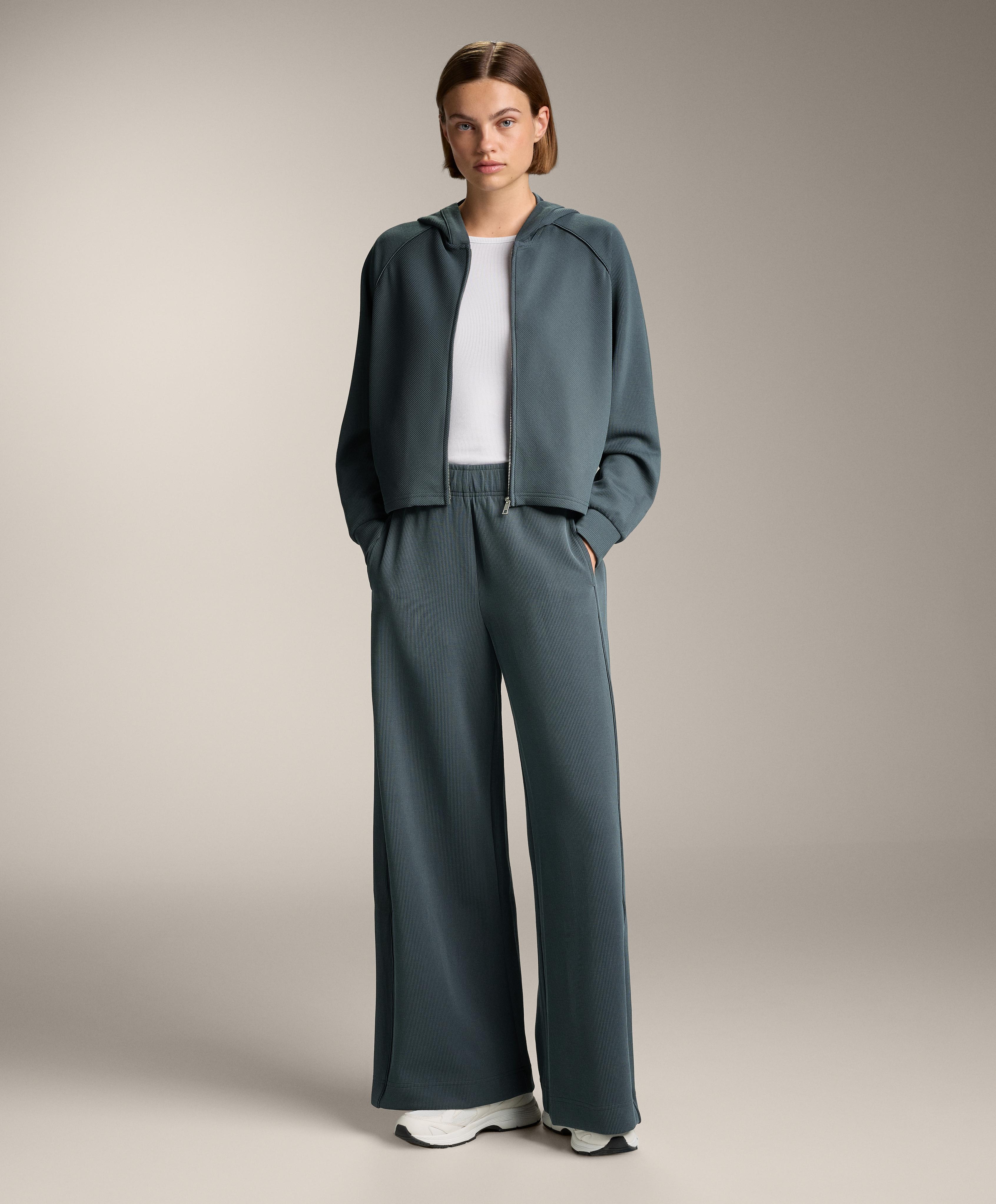 Straight-leg rib trousers with 29% modal - Sale